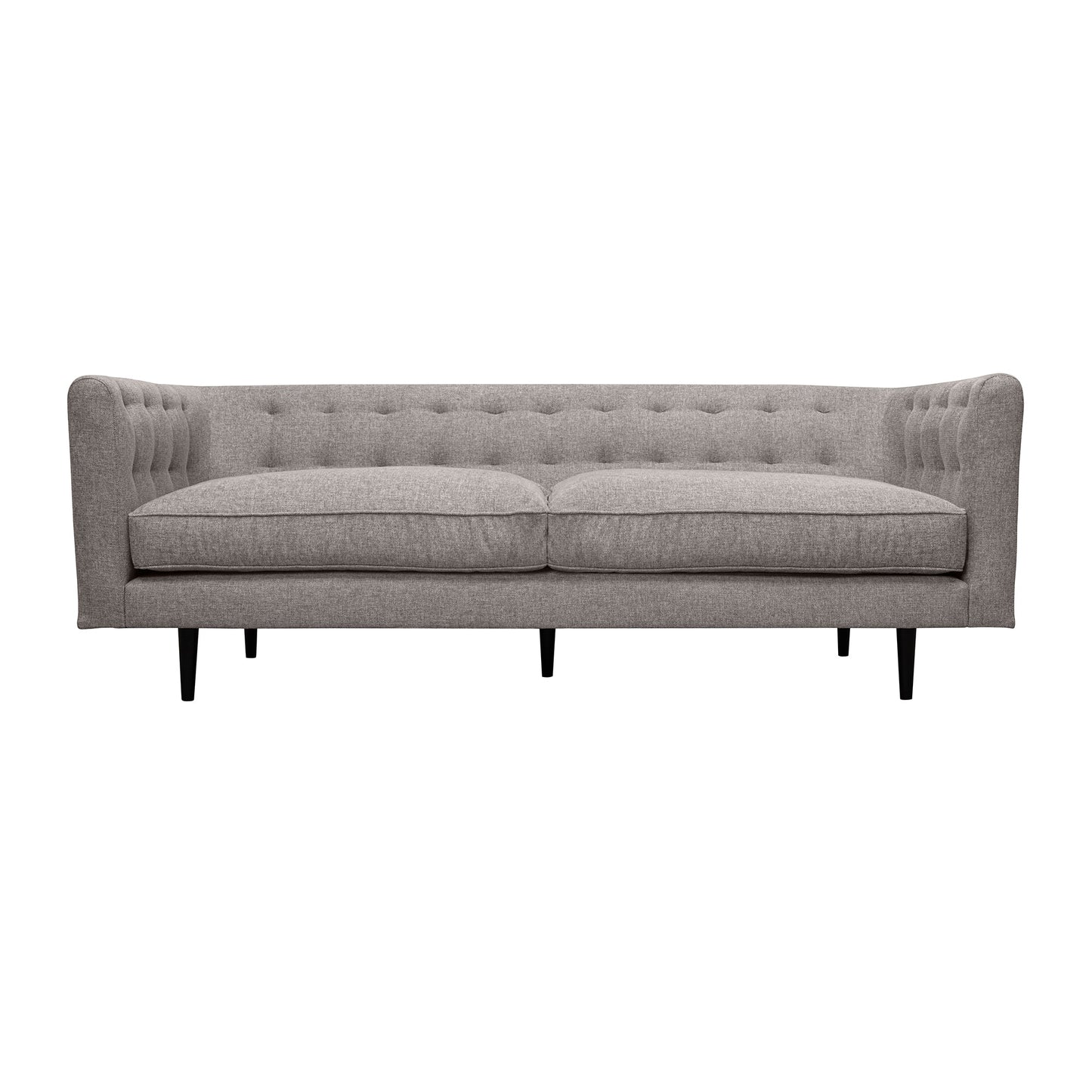 Annabelle 80" Gray Fabric Sofa with Black Wood Legs