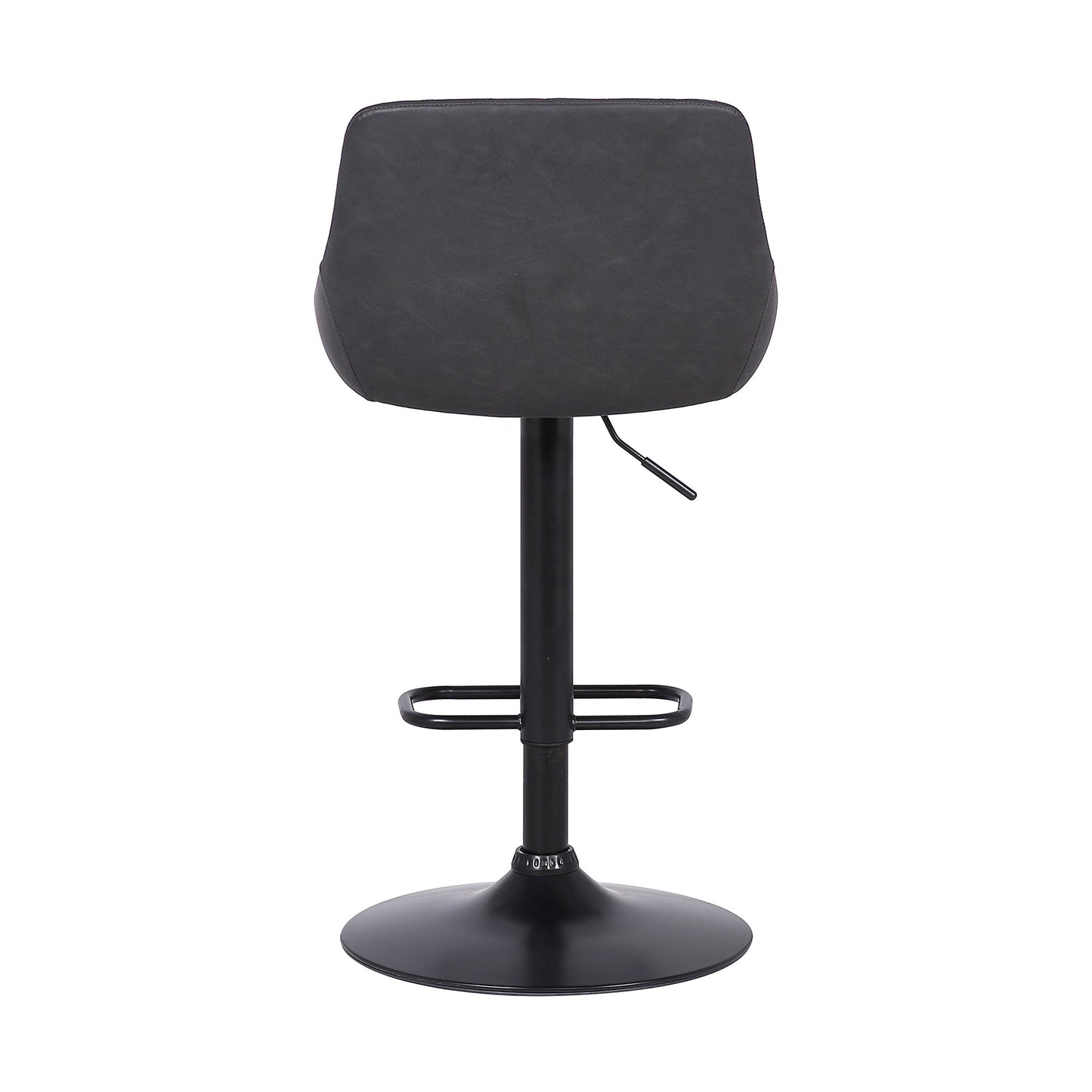 Anibal Adjustable Height Swivel Gray Faux Leather and Black Metal Bar Stool