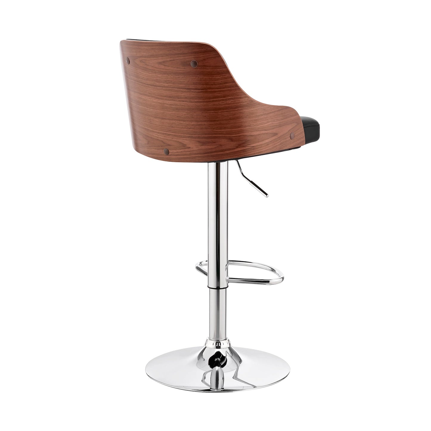 Asher Adjustable Black Faux Leather and Chrome Finish Bar Stool