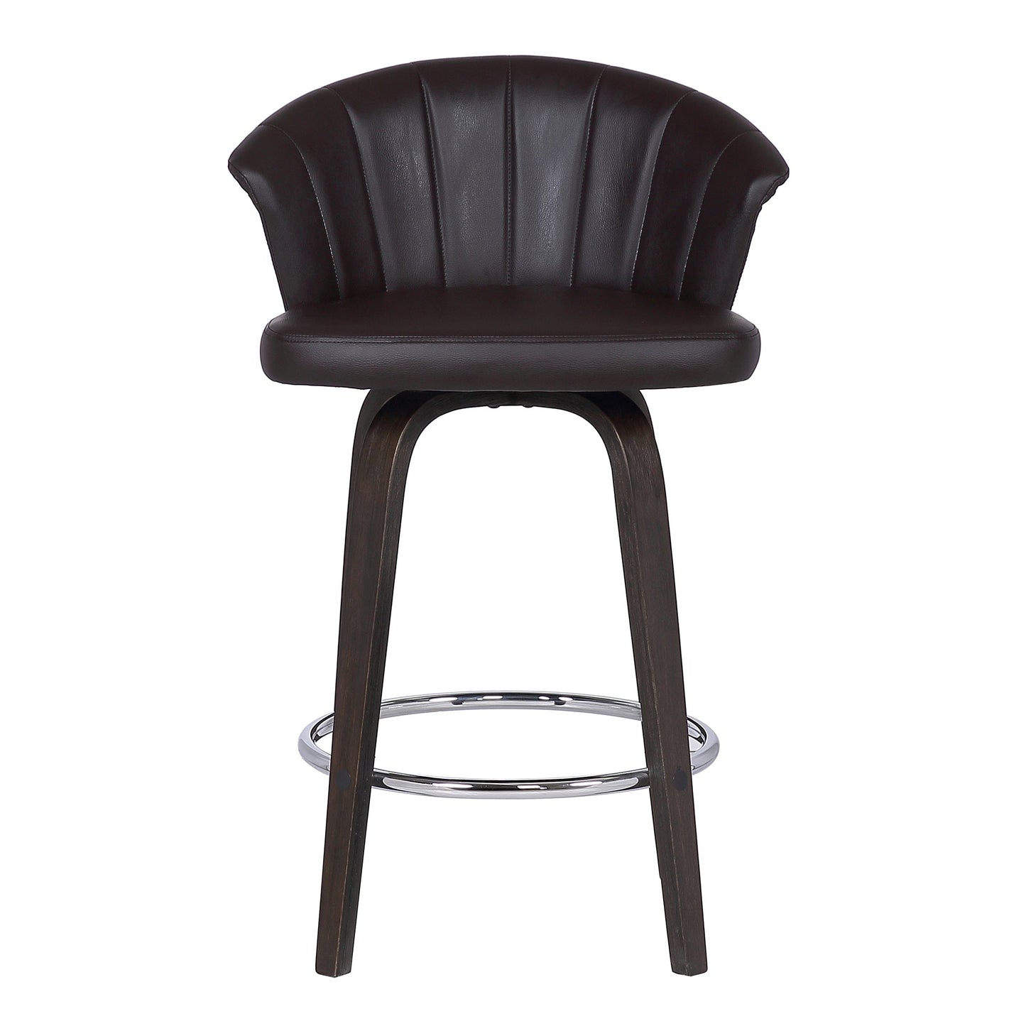 Ashley Wood Back 26" Swivel Brown Faux Leather Bar Stool