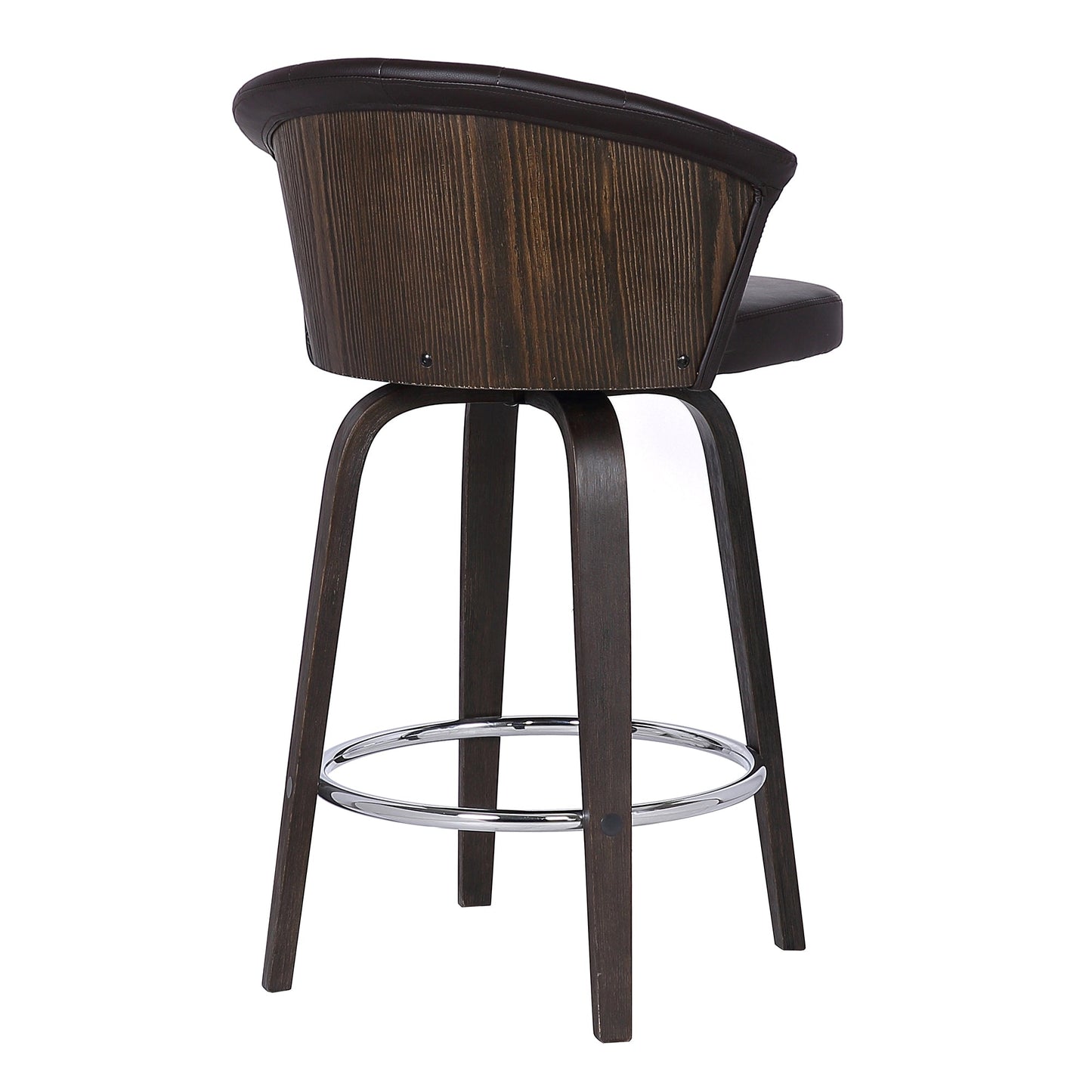 Ashley Wood Back 30" Swivel Brown Faux Leather Bar Stool