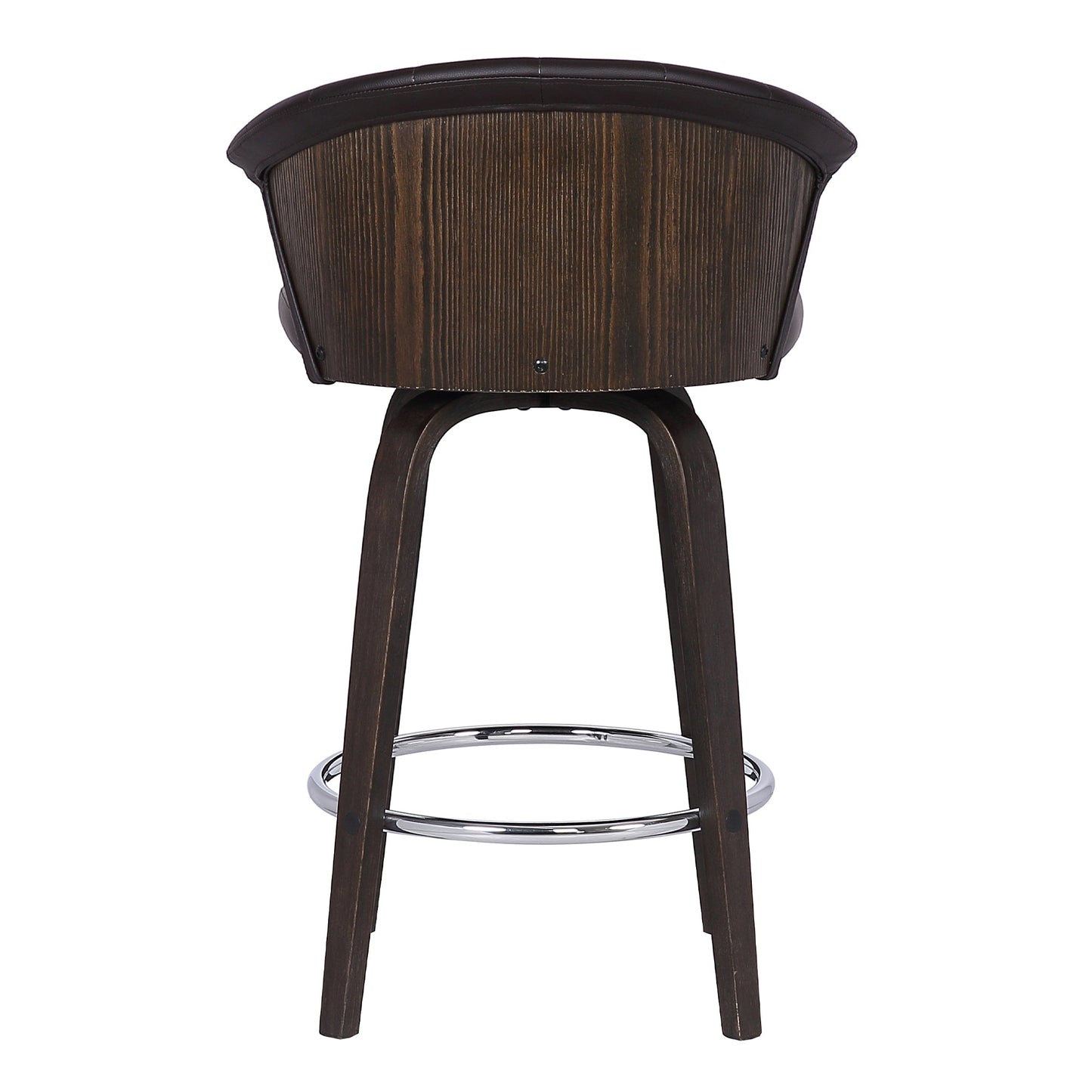 Ashley Wood Back 30" Swivel Brown Faux Leather Bar Stool