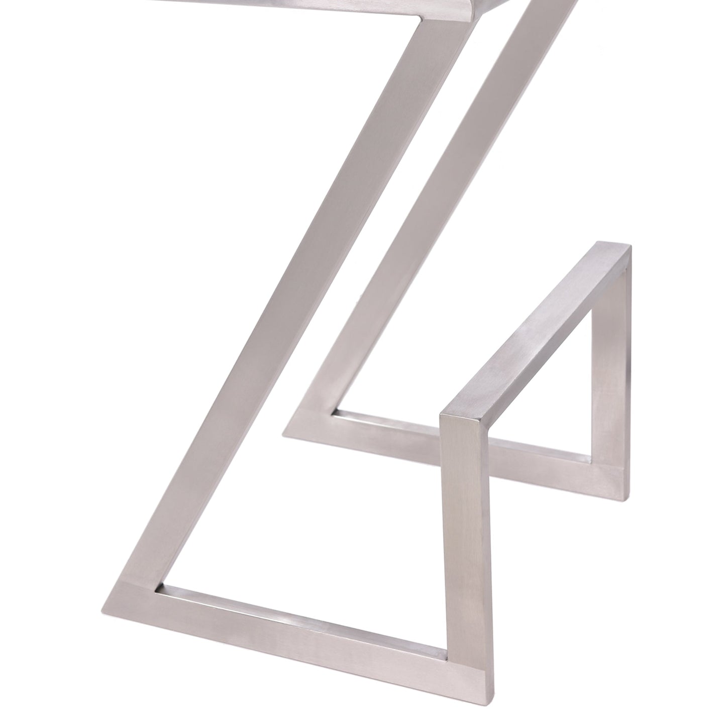 Atlantis 26" Counter Height Backless White Faux Leather and Brushed Stainless Steel Bar Stool