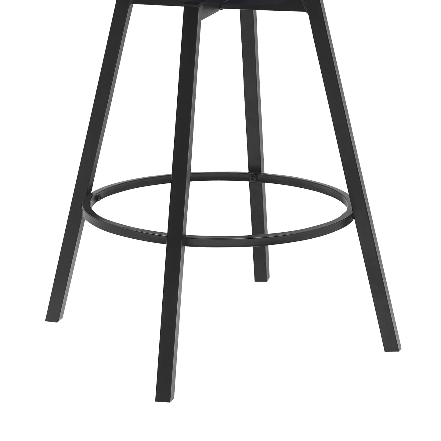 Athena 27" Swivel Black Wood Counter Stool in Blue Fabric with Black Metal