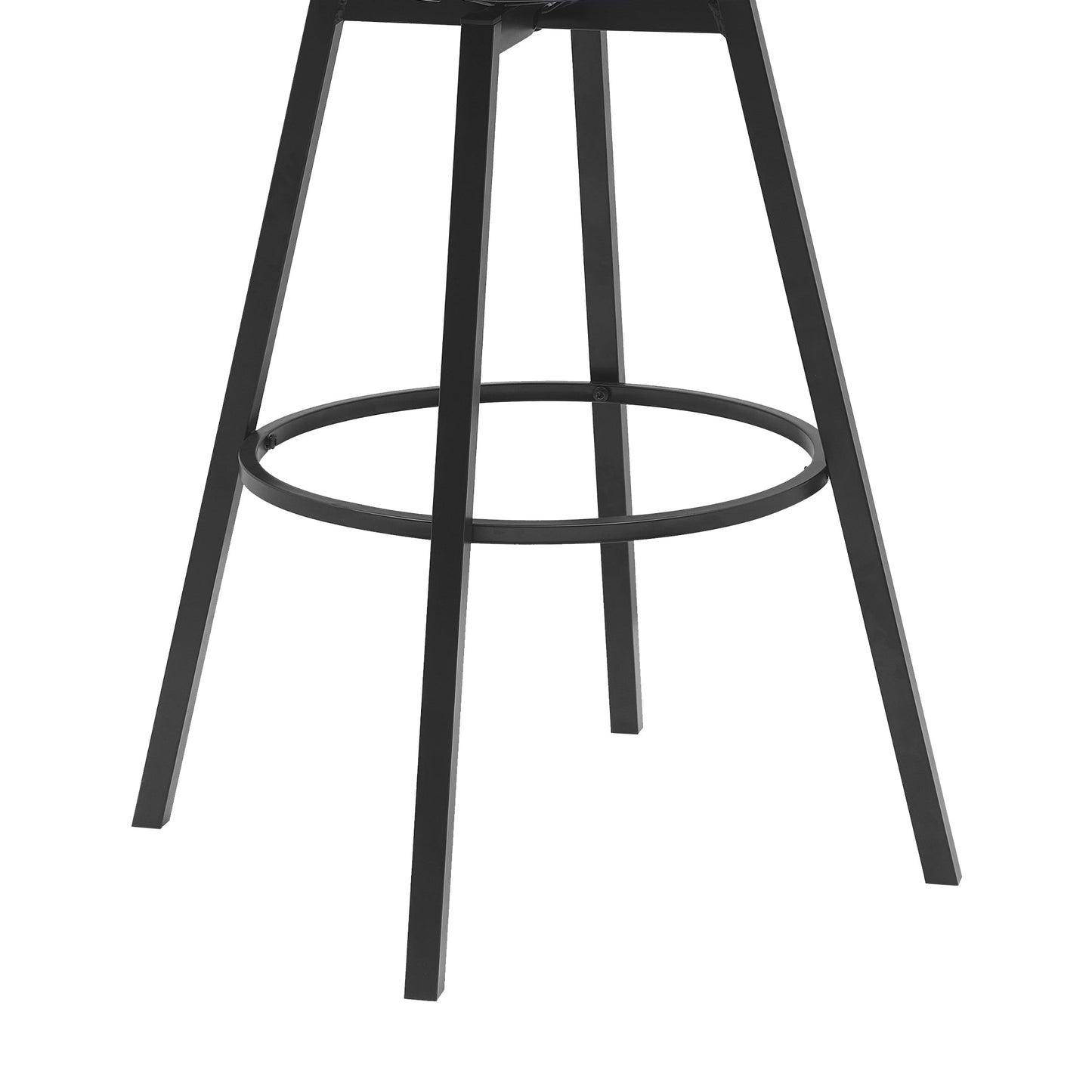 Athena 31" Swivel Black Wood Bar Stool in Blue Fabric with Black Metal