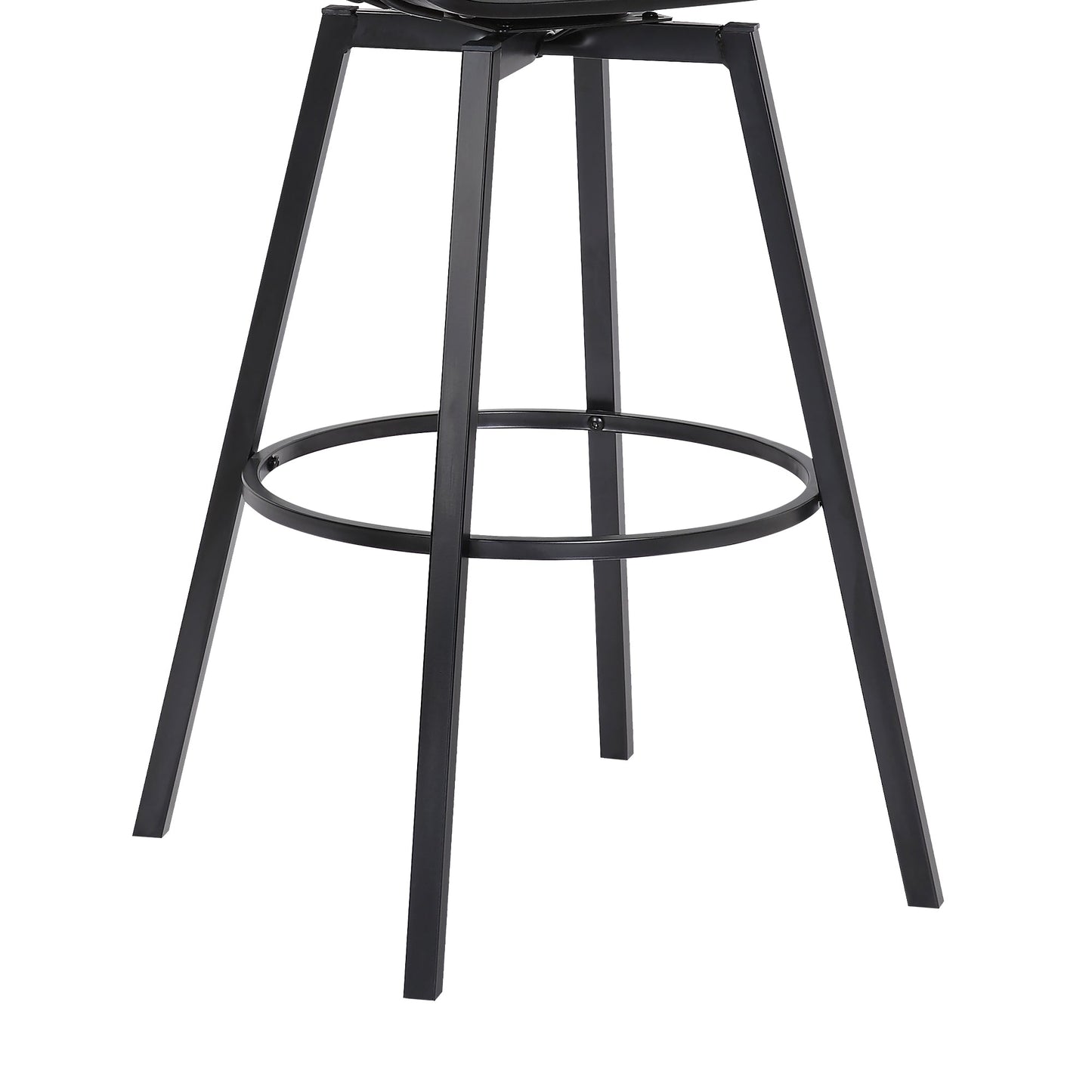 Athena 27" Swivel Black Wood Counter Stool in Gray Faux Leather with Black Metal