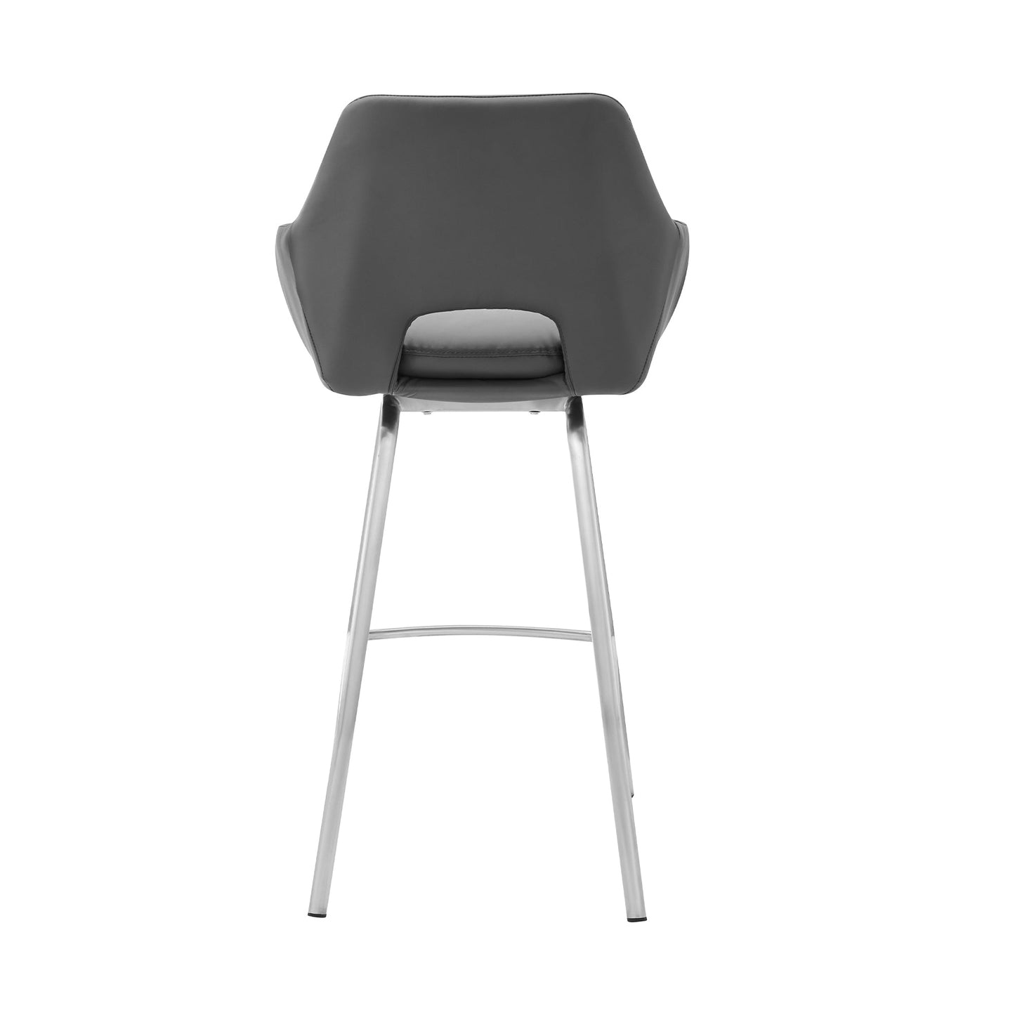 Aura Gray Faux Leather and Brushed Stainless Steel Swivel 26" Counter Stool