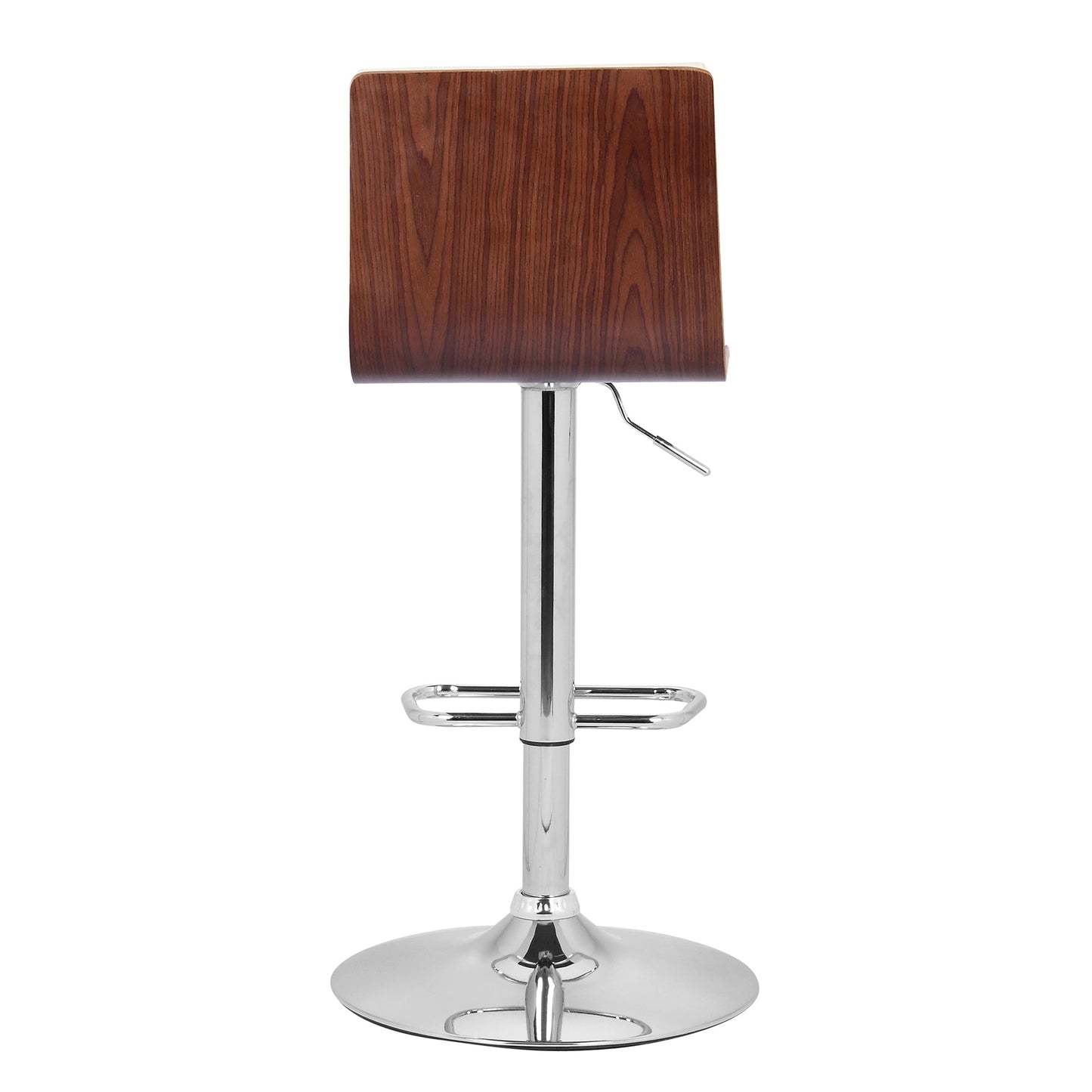 Aubrey Adjustable Height Swivel Cream Faux Leather and Chrome Bar Stool with Walnut Wood