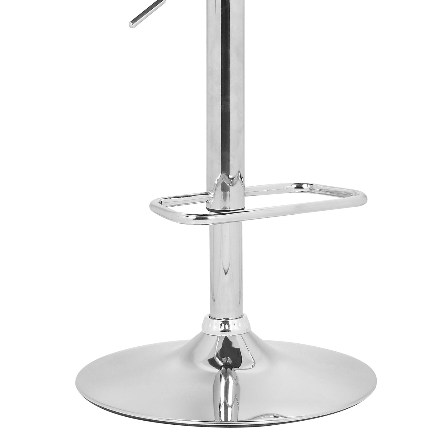 Aubrey Adjustable Height Swivel Cream Faux Leather and Chrome Bar Stool with Walnut Wood