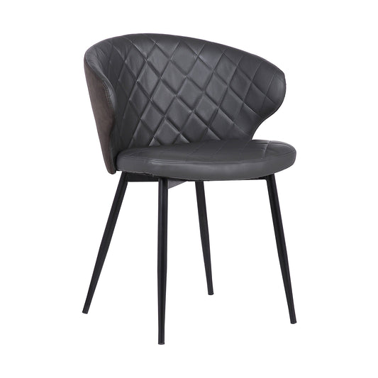 Ava Contemporary Dining Chair in Black Powder Coated Finish and Gray Faux Leather