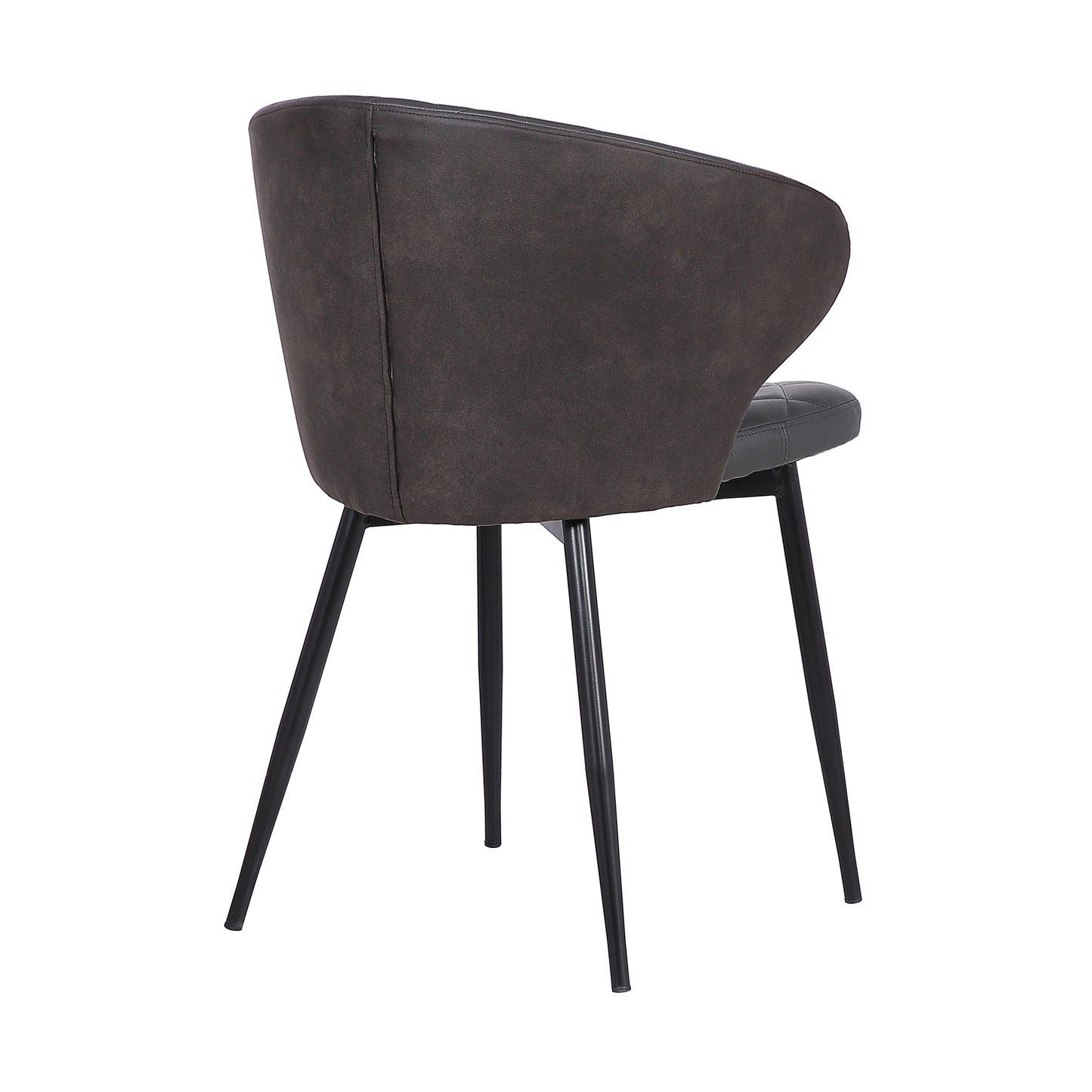 Ava Contemporary Dining Chair in Black Powder Coated Finish and Gray Faux Leather