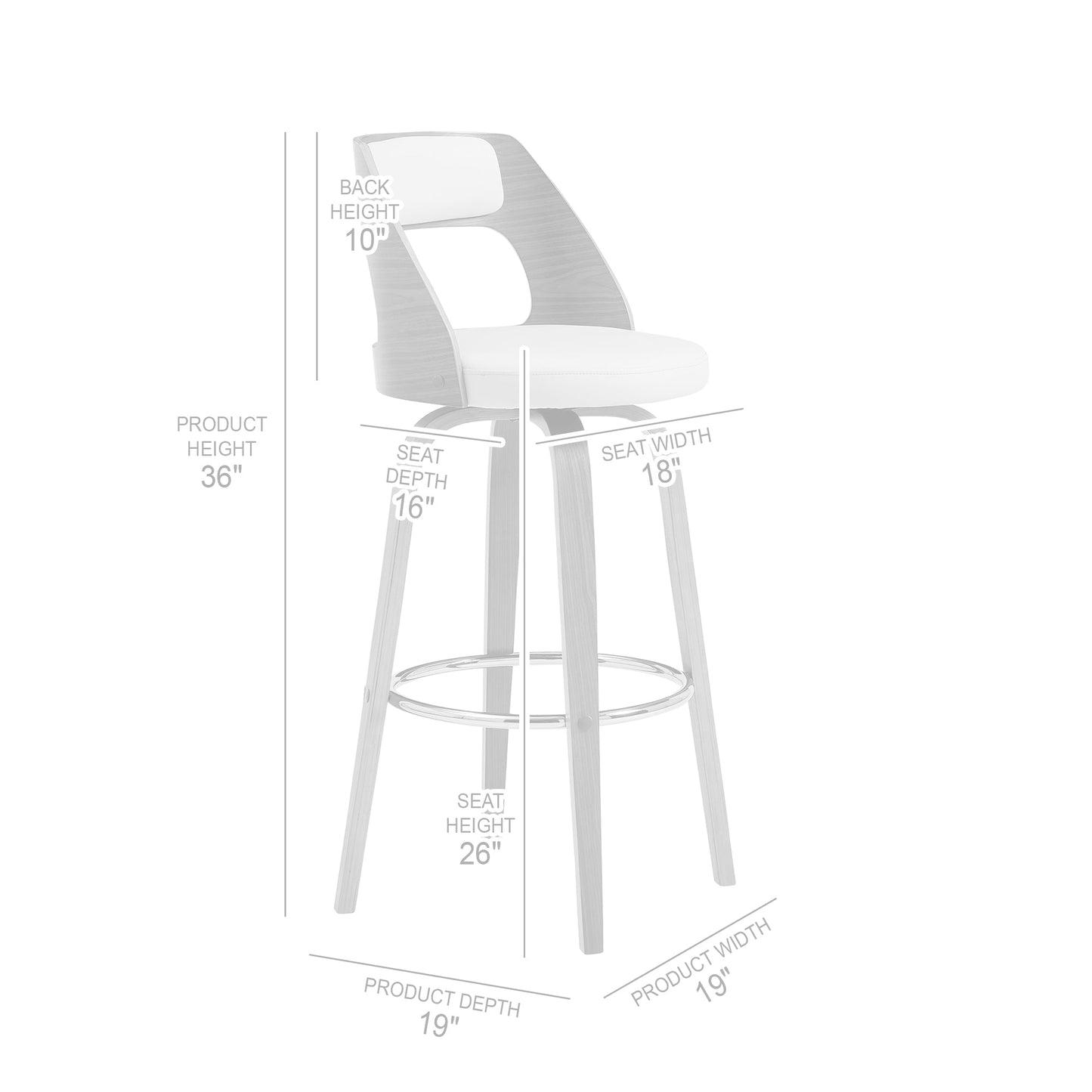 Axel 26" Swivel Counter Stool in Cream Faux Leather and Walnut Wood