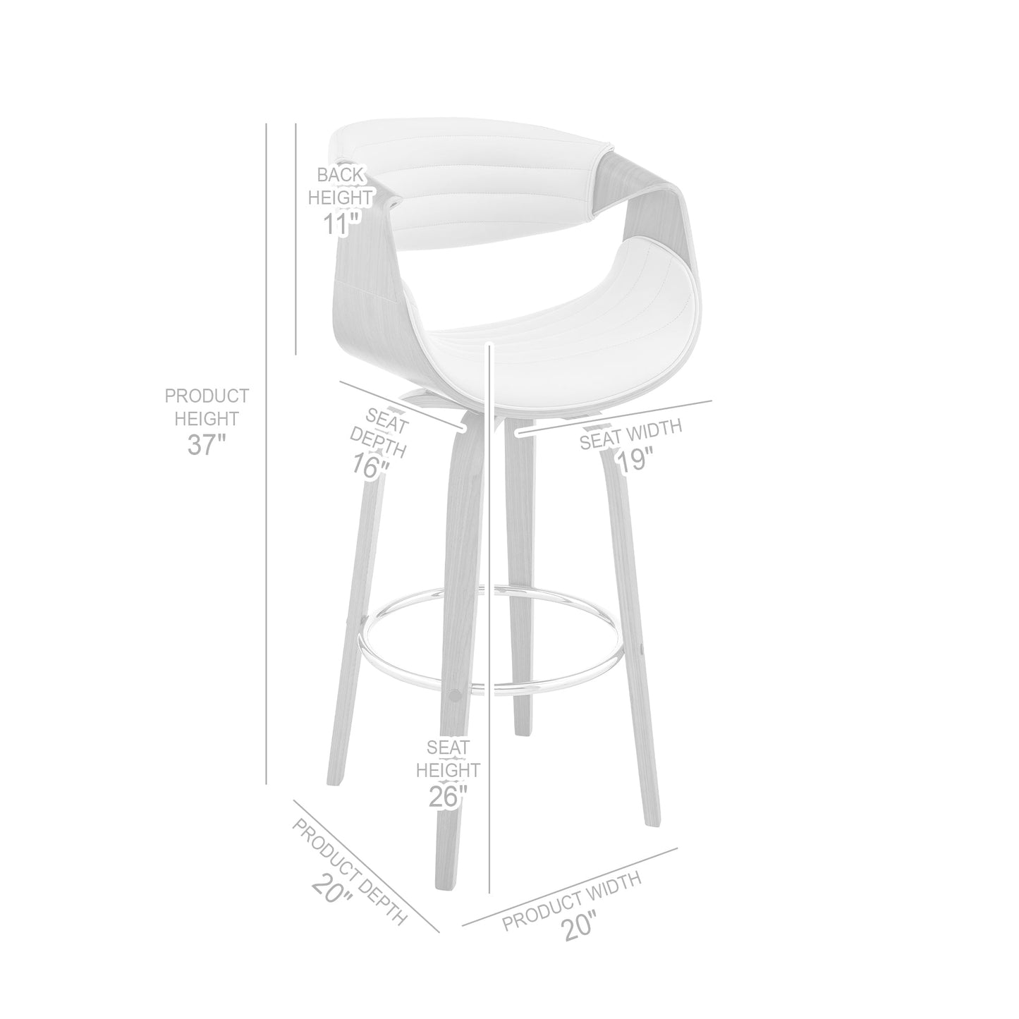 Arya 26" Swivel Counter Stool in Cream Faux Leather and Walnut Wood