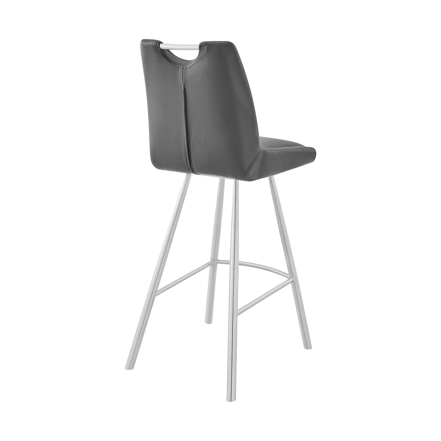 Arizona 26" Counter Height Bar Stool in Charcoal Faux Leather and Brushed Stainless Steel Finish