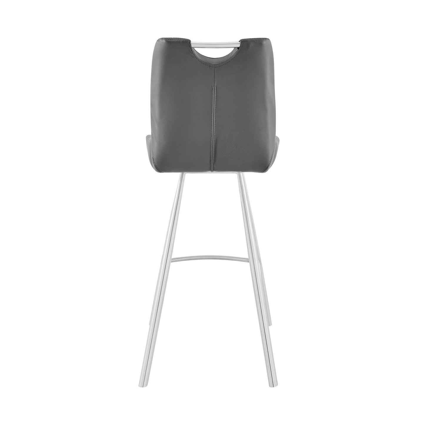 Arizona 26" Counter Height Bar Stool in Charcoal Faux Leather and Brushed Stainless Steel Finish