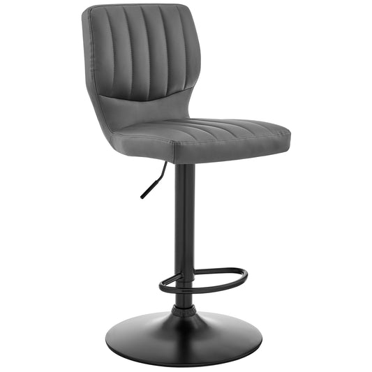 Bardot Adjustable Height Gray Faux Leather Swivel Bar Stool