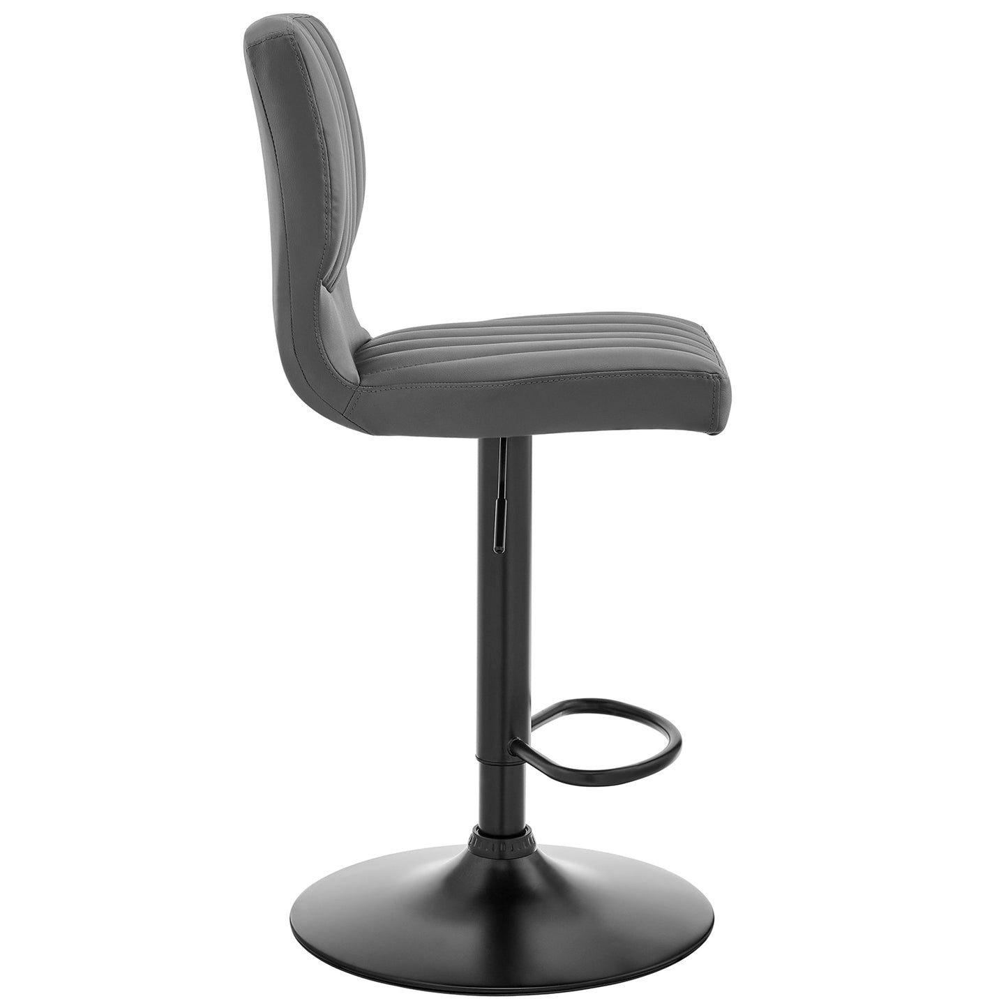 Bardot Adjustable Height Gray Faux Leather Swivel Bar Stool