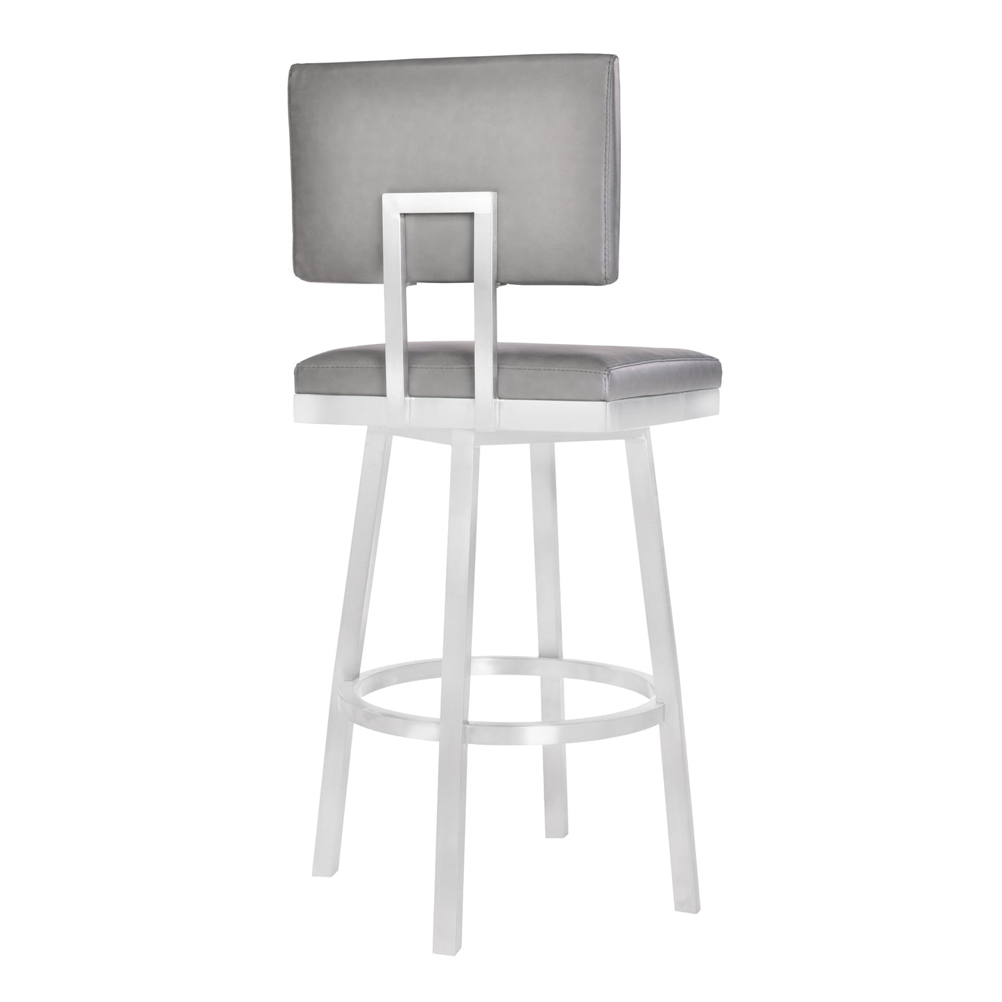 Balboa 26" Counter Height Swivel Vintage Gray and Brushed Stainless Steel Bar Stool