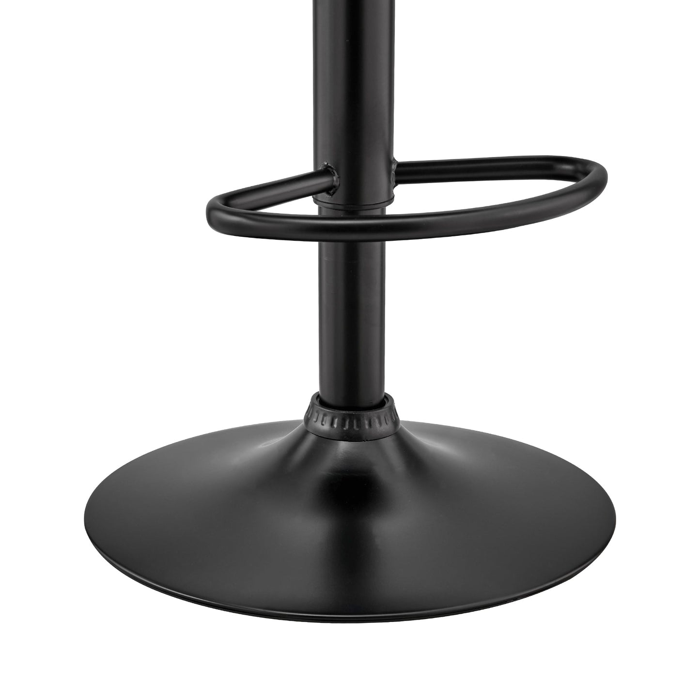 Brock Adjustable Black Faux Leather and Walnut Wood Bar Stool with Black Base