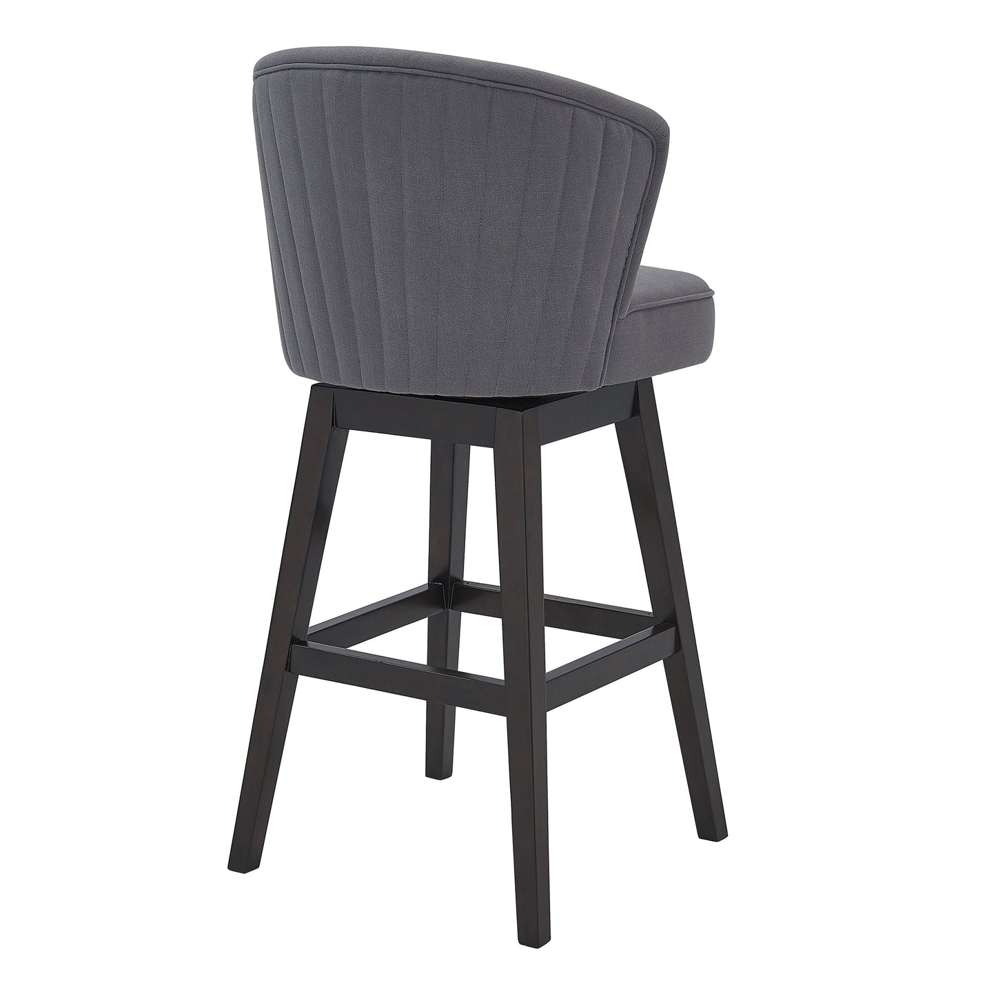 Brandy 26" Counter Height Swivel Gray Fabric and Espresso Wood Bar Stool