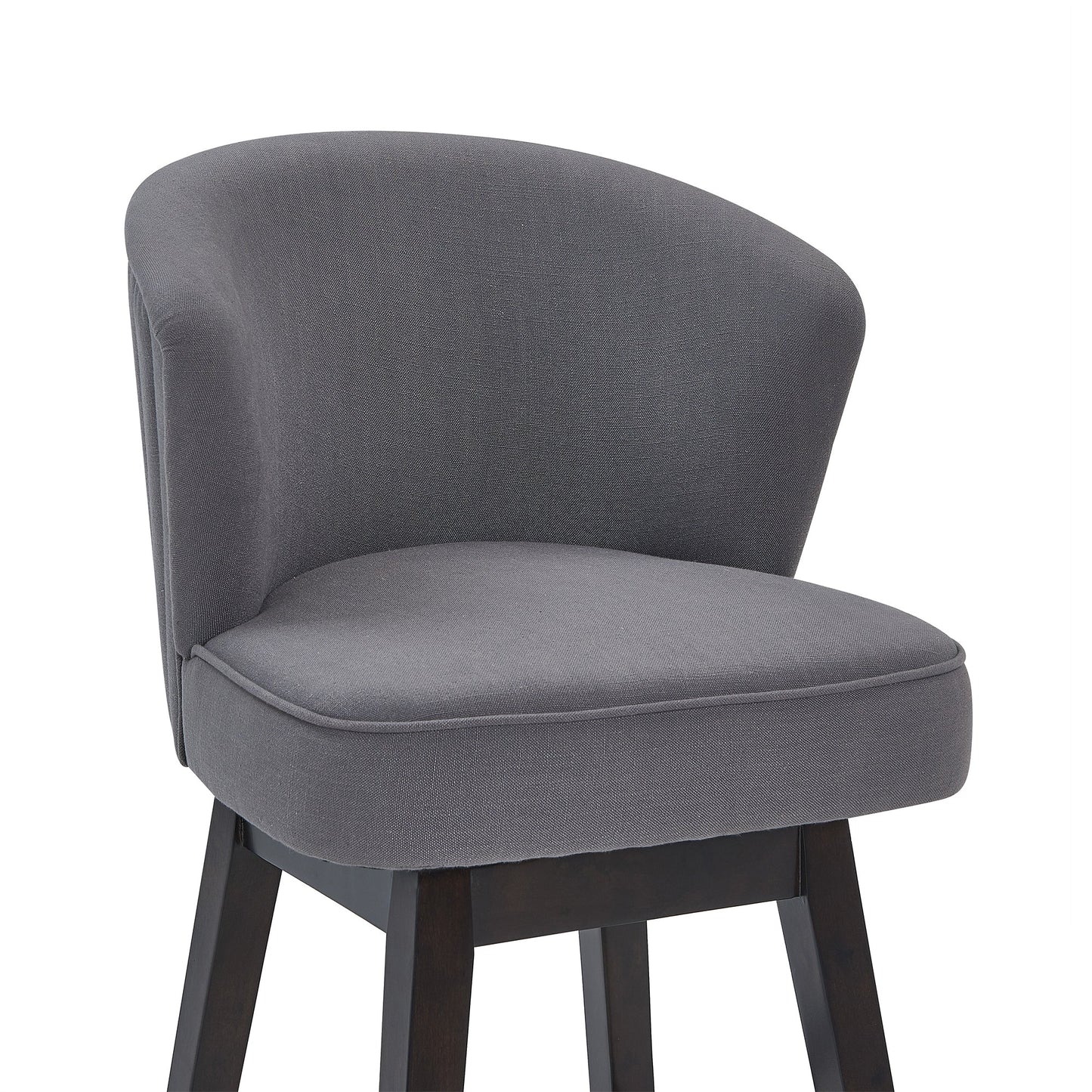 Brandy 26" Counter Height Swivel Gray Fabric and Espresso Wood Bar Stool