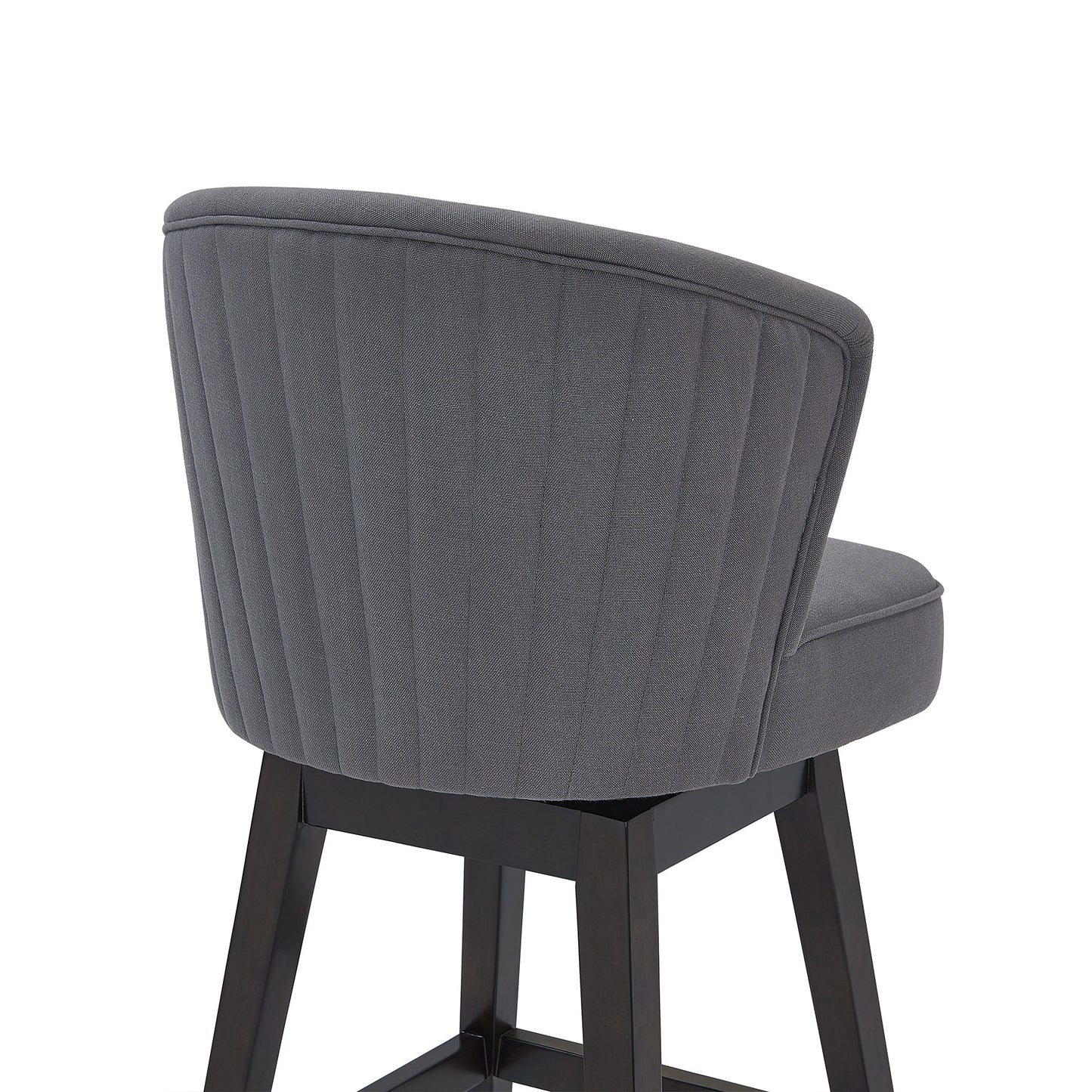 Brandy 26" Counter Height Swivel Gray Fabric and Espresso Wood Bar Stool