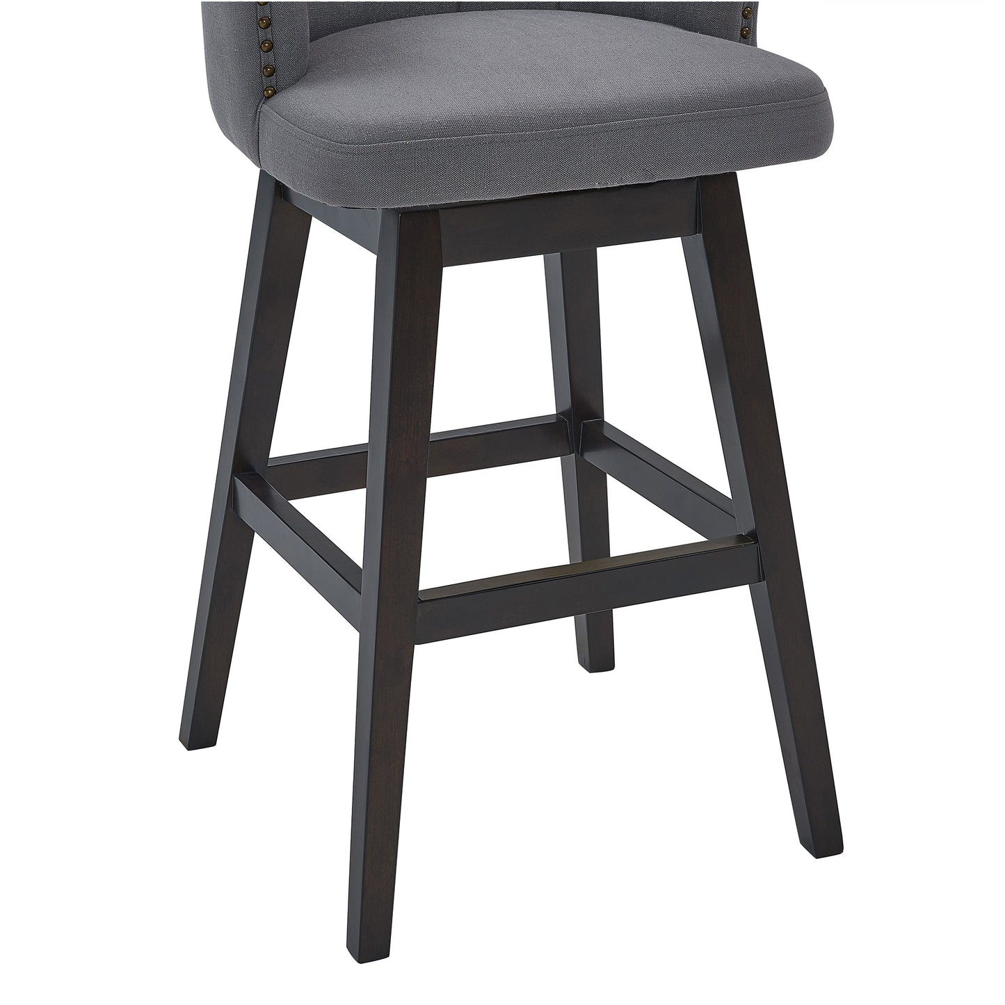 Brandy 26" Counter Height Swivel Gray Fabric and Espresso Wood Bar Stool