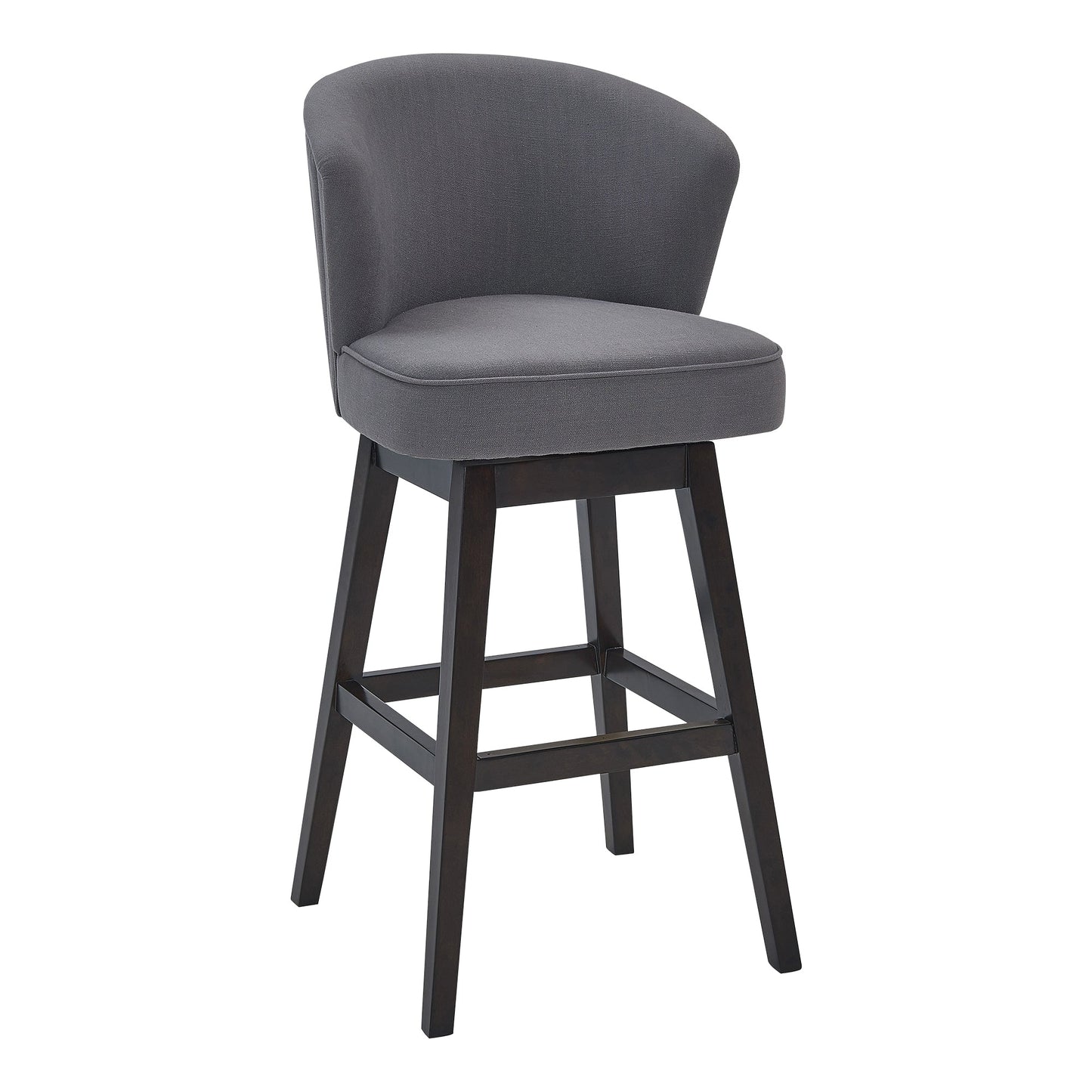 Brandy 26" Counter Height Swivel Gray Fabric and Espresso Wood Bar Stool