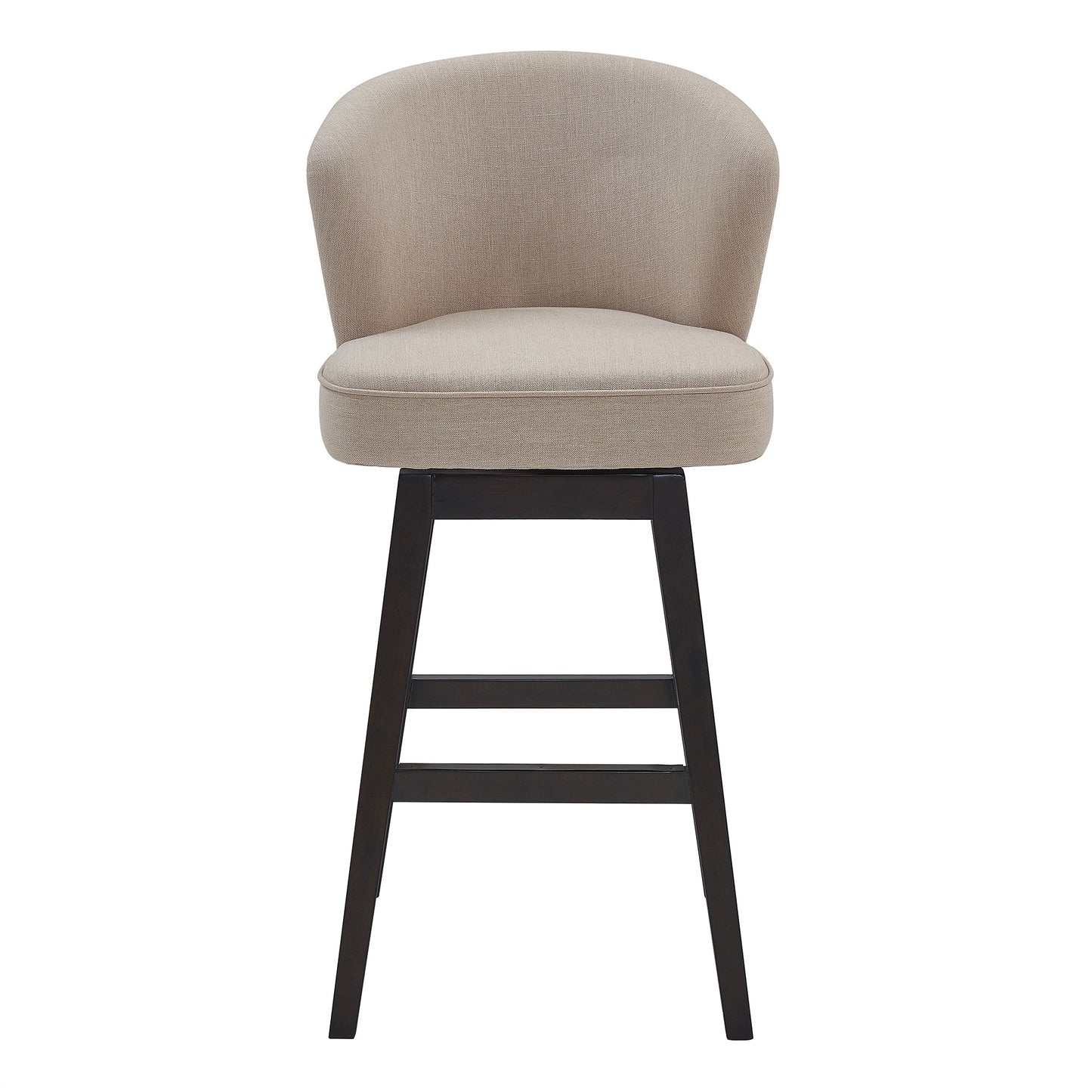 Brandy 26" Counter Height Swivel Tan Fabric and Espresso Wood Bar Stool