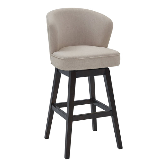 Brandy 26" Counter Height Swivel Tan Fabric and Espresso Wood Bar Stool