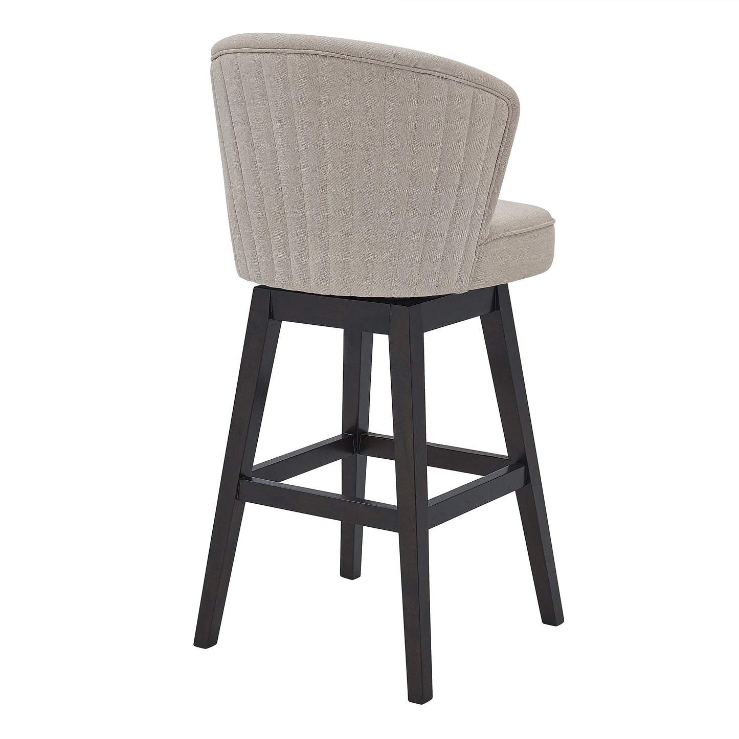 Brandy 26" Counter Height Swivel Tan Fabric and Espresso Wood Bar Stool