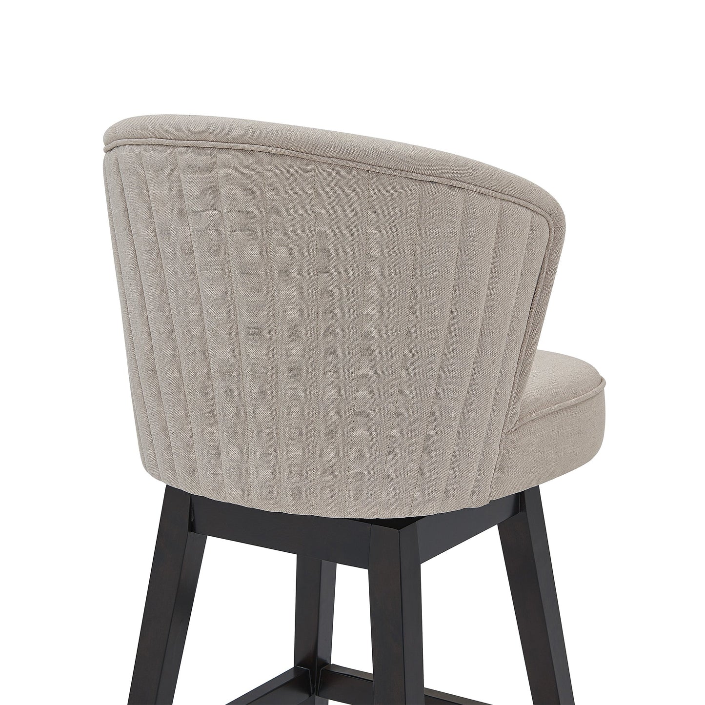 Brandy 26" Counter Height Swivel Tan Fabric and Espresso Wood Bar Stool