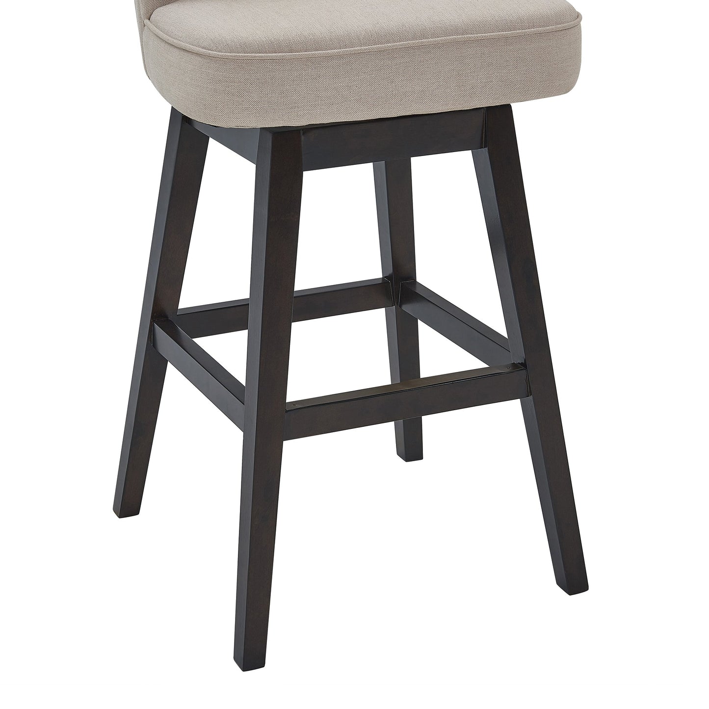 Brandy 26" Counter Height Swivel Tan Fabric and Espresso Wood Bar Stool