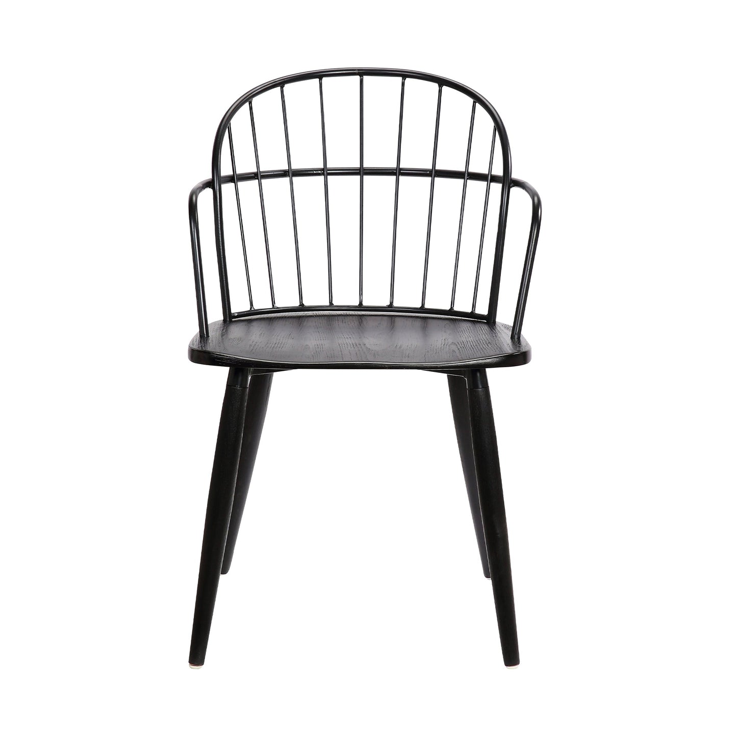 Bradley Steel Framed Side Chair in Black Powder Coated Finish and Black Brushed Wood