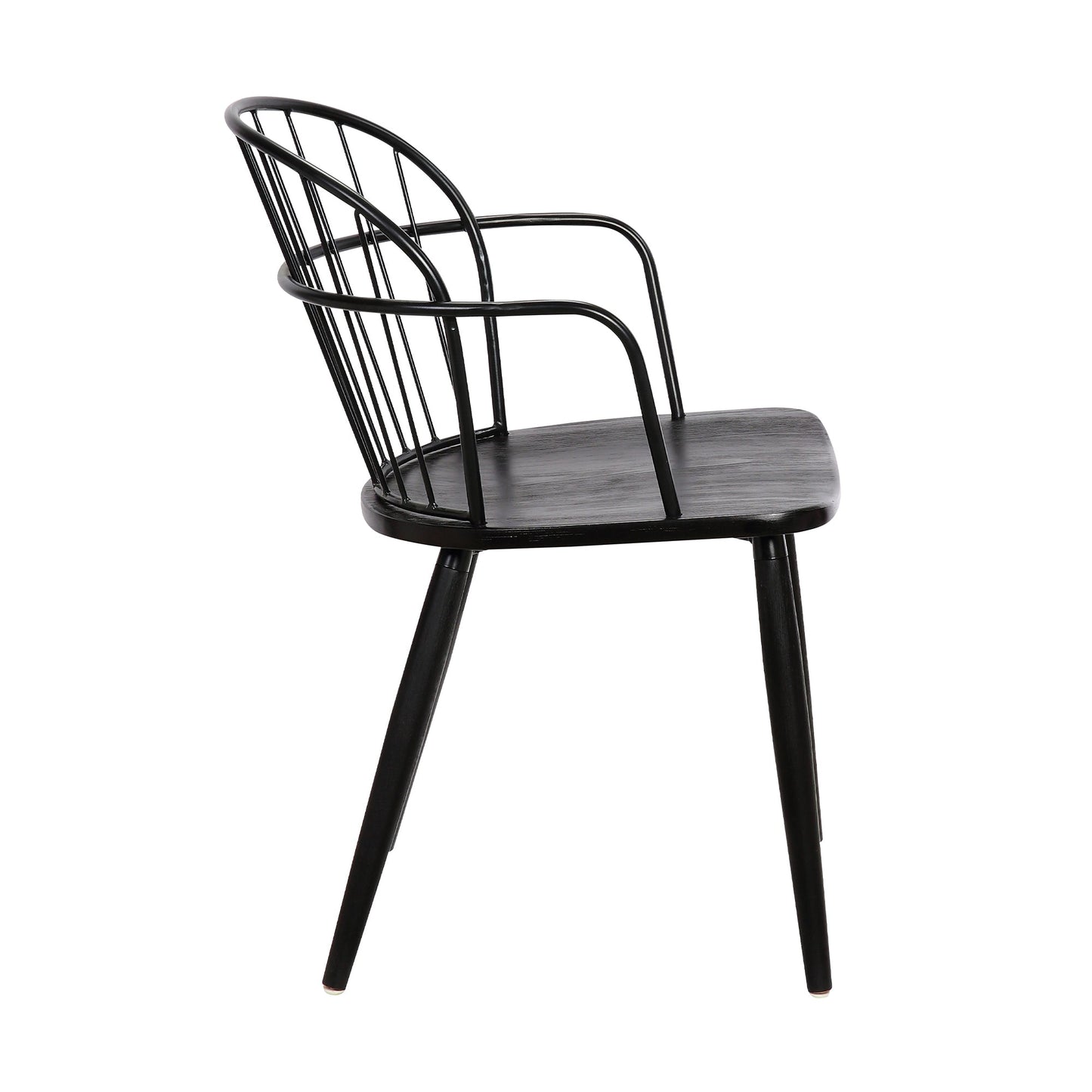 Bradley Steel Framed Side Chair in Black Powder Coated Finish and Black Brushed Wood