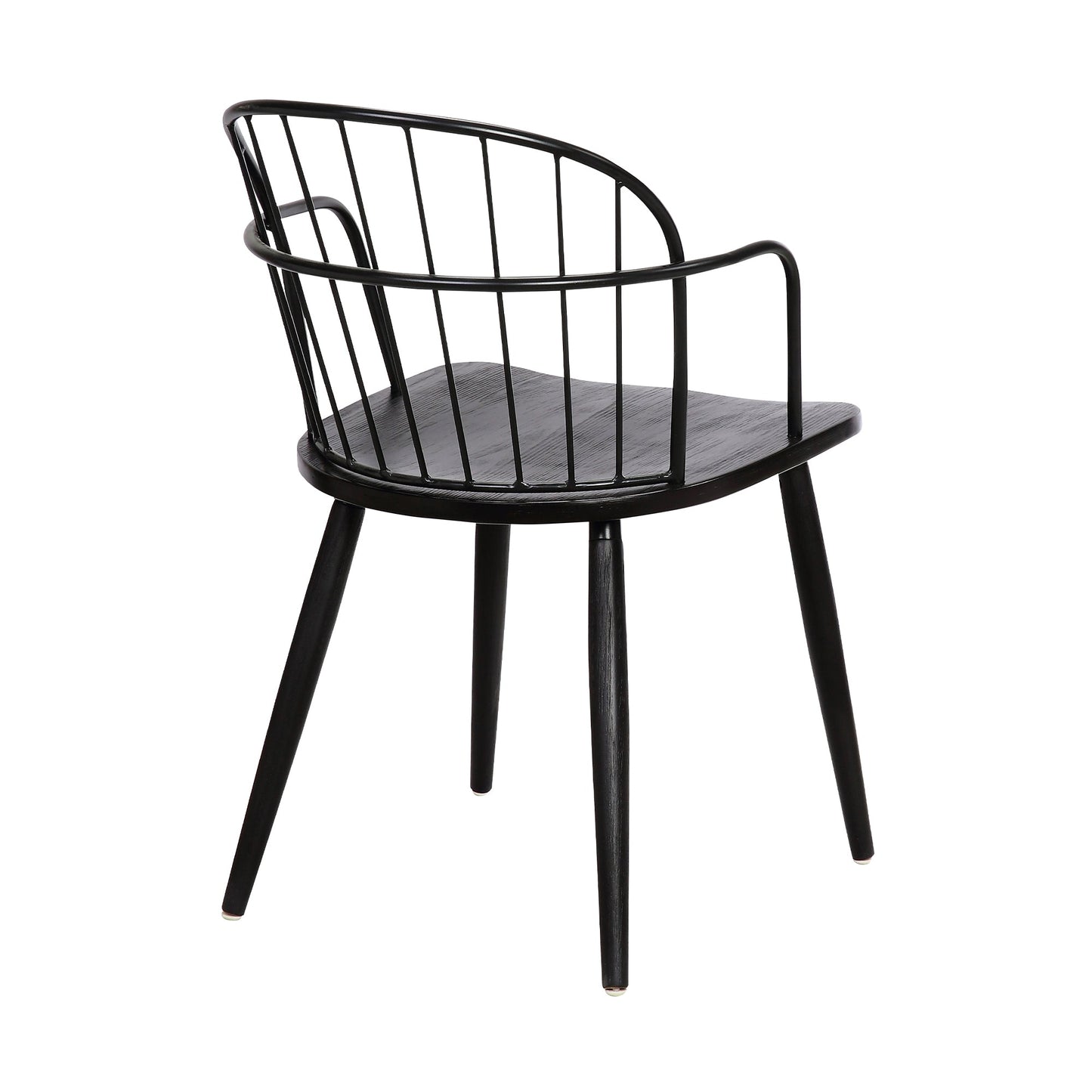 Bradley Steel Framed Side Chair in Black Powder Coated Finish and Black Brushed Wood