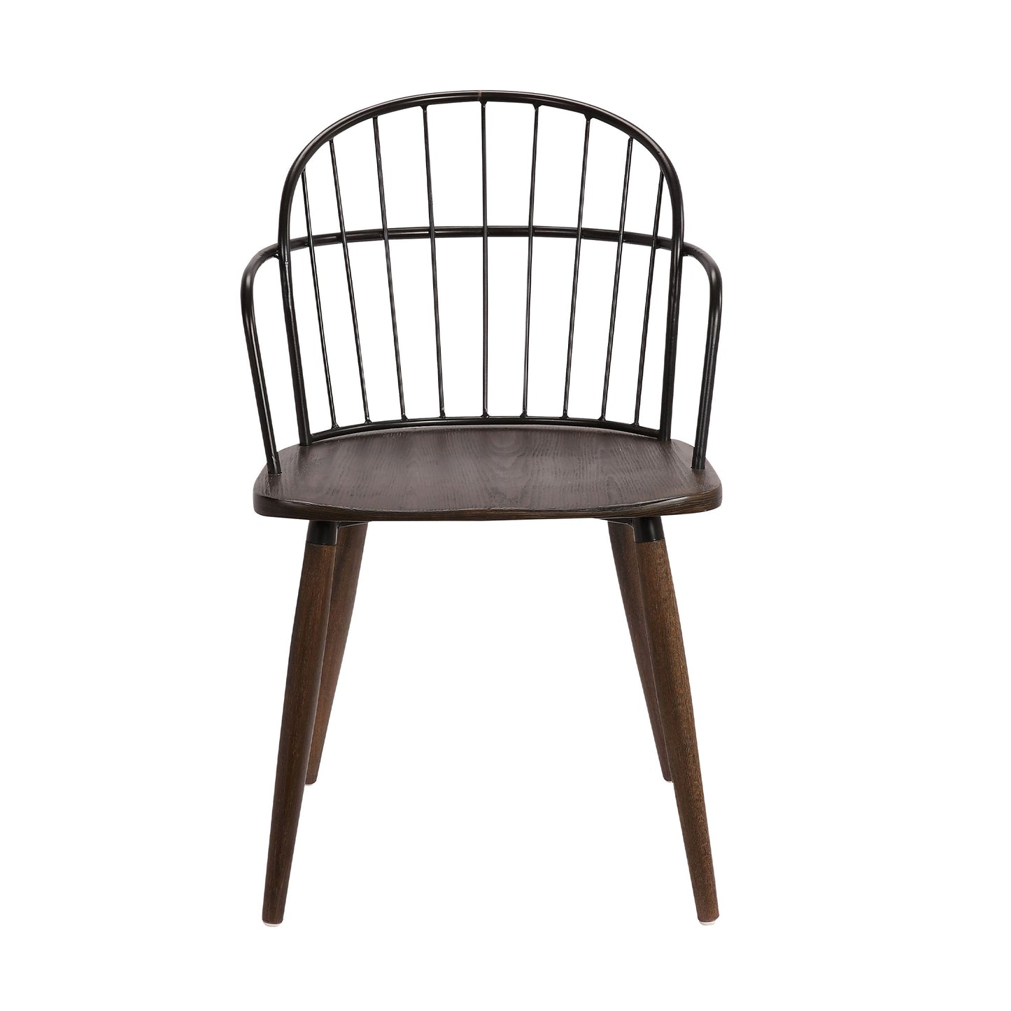 Bradley Steel Framed Side Chair in Black Powder Coated Finish and Walnut Glazed Wood