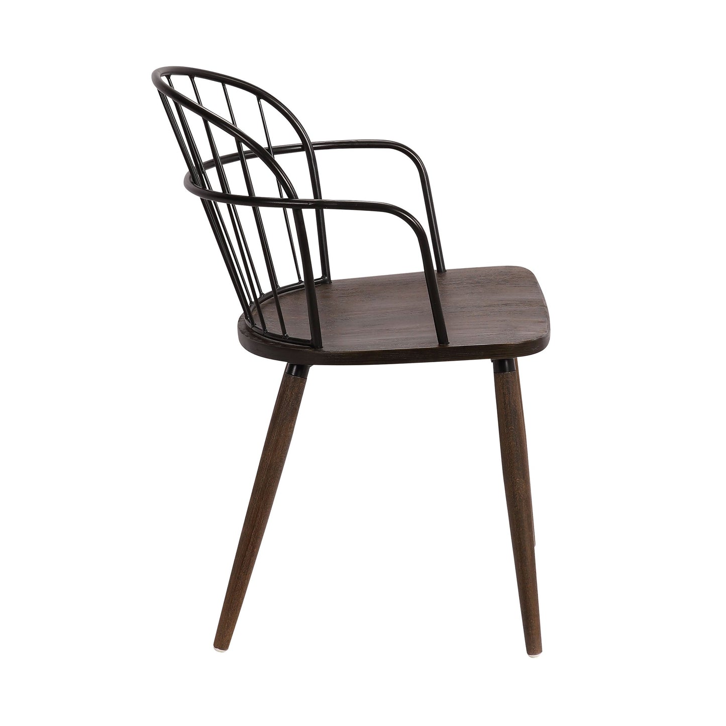 Bradley Steel Framed Side Chair in Black Powder Coated Finish and Walnut Glazed Wood