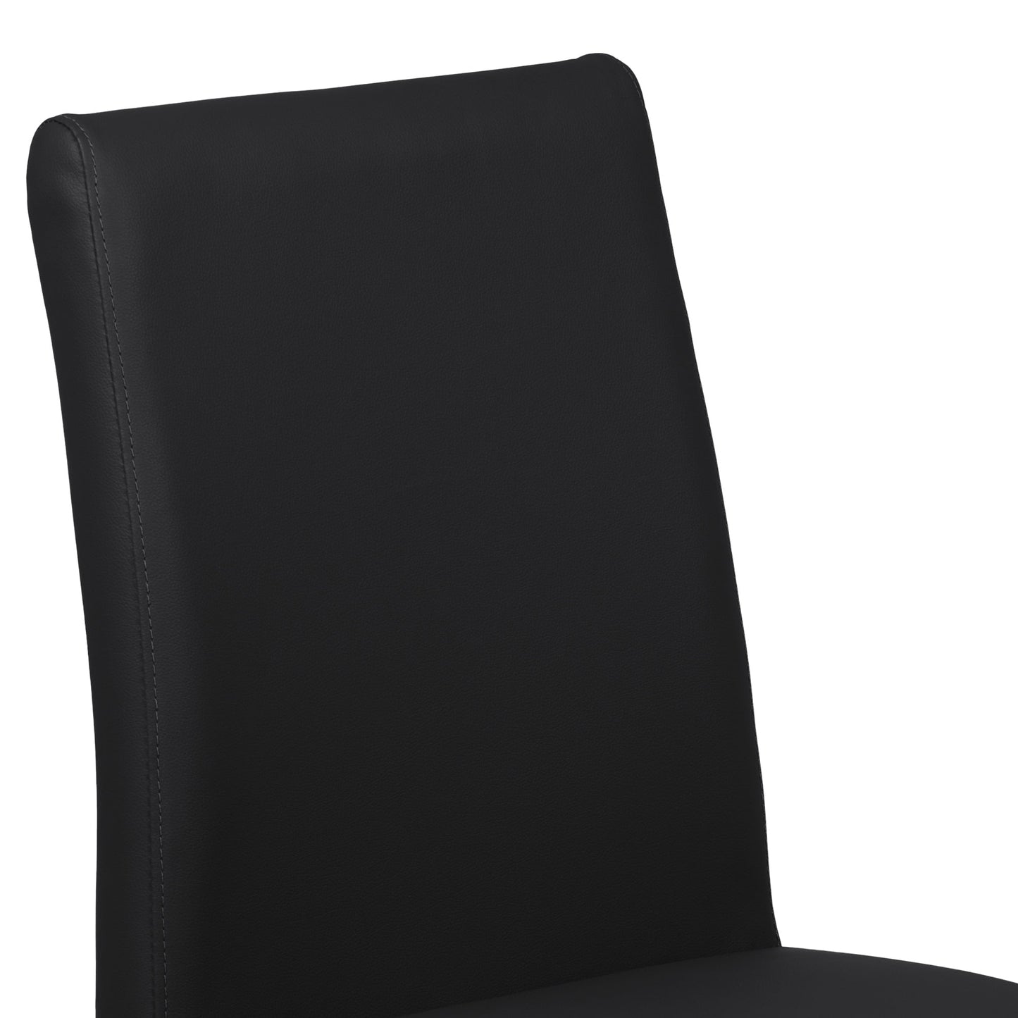 Blanca Contemporary Dining Chair in Black Faux Leather with Brushed Stainless Steel Finish - Set of 2