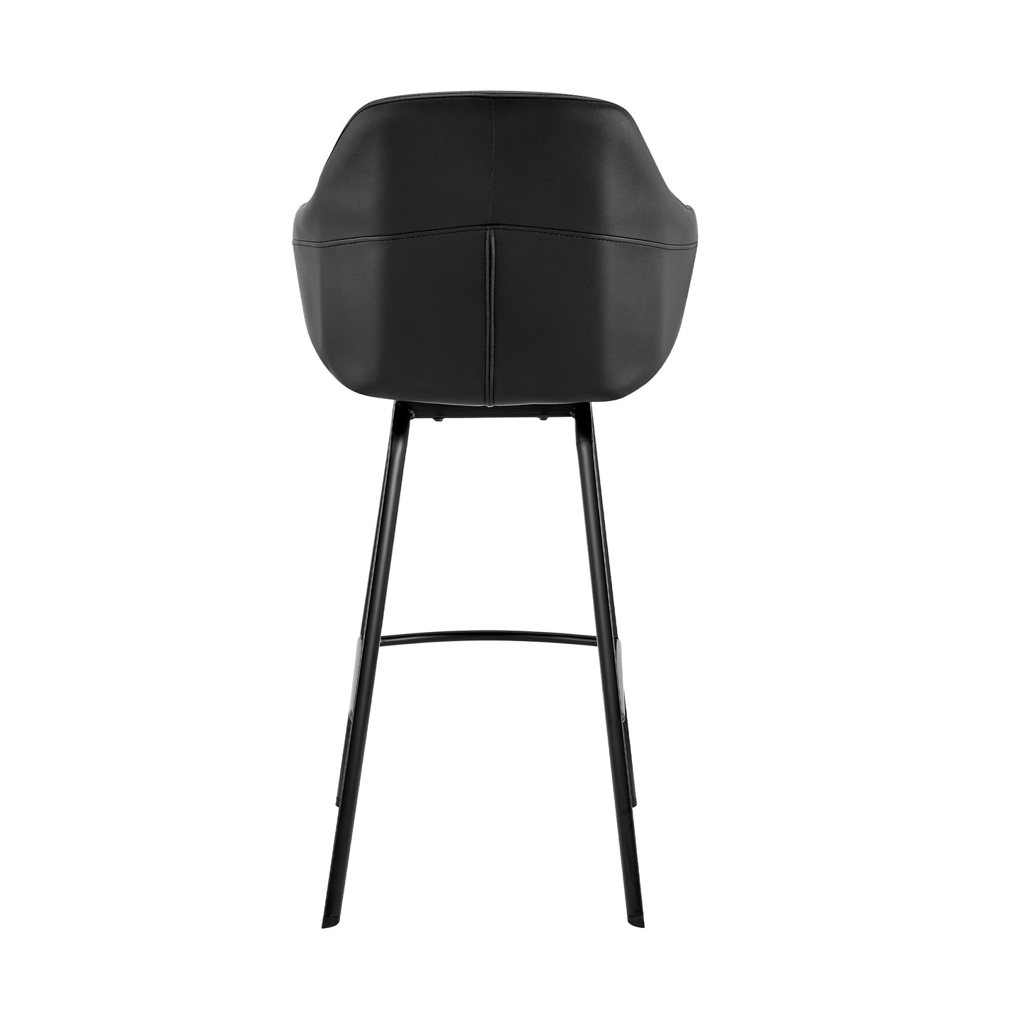 Brigden Black Faux Leather and Black Metal Swivel 26" Counter Stool