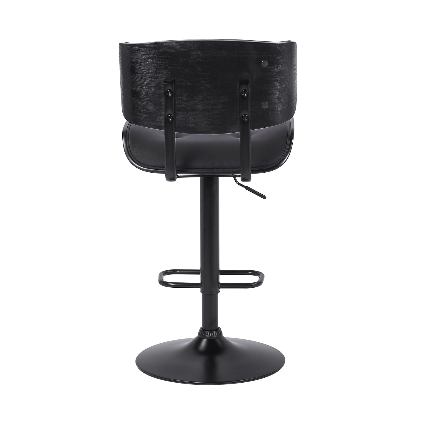 Brooklyn Adjustable Swivel Black Faux Leather and Black Wood Bar Stool with Black Base