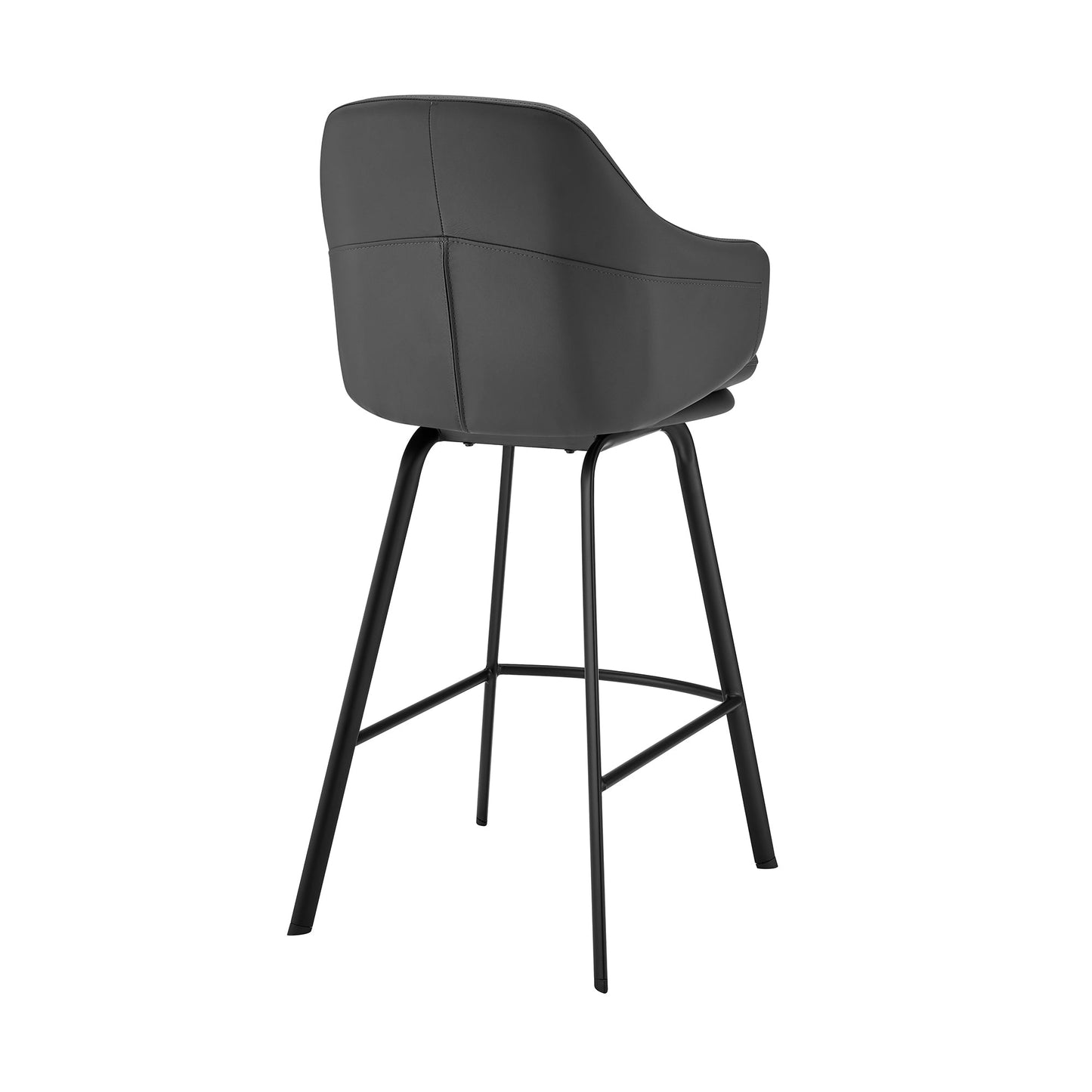 Brigden Gray Faux Leather and Black Metal Swivel 30" Bar Stool