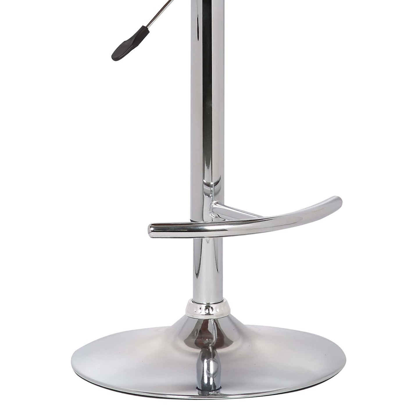 Butterfly Adjustable Height Swivel Black Faux Leather and Walnut Wood Bar Stool with Chrome Base