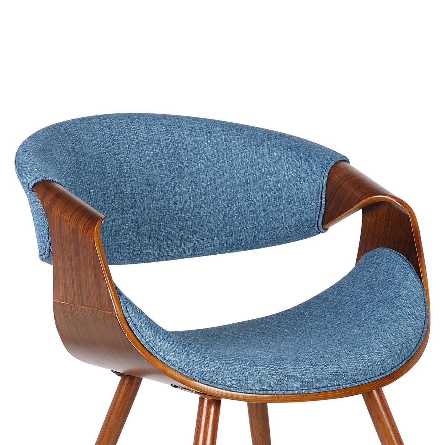 Butterfly Mid-Century Dining Chair in Walnut Finish and Blue Fabric