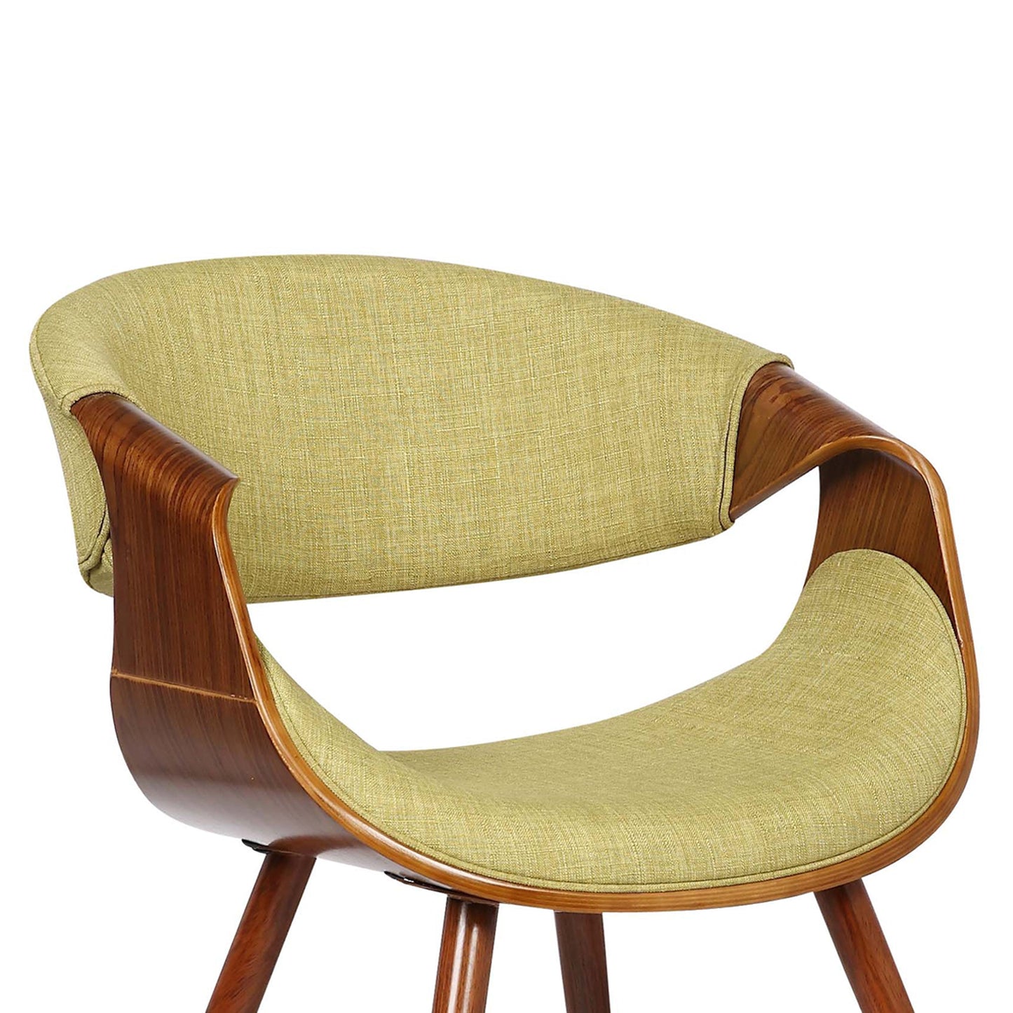 Butterfly Mid-Century Dining Chair in Walnut Finish and Green Fabric