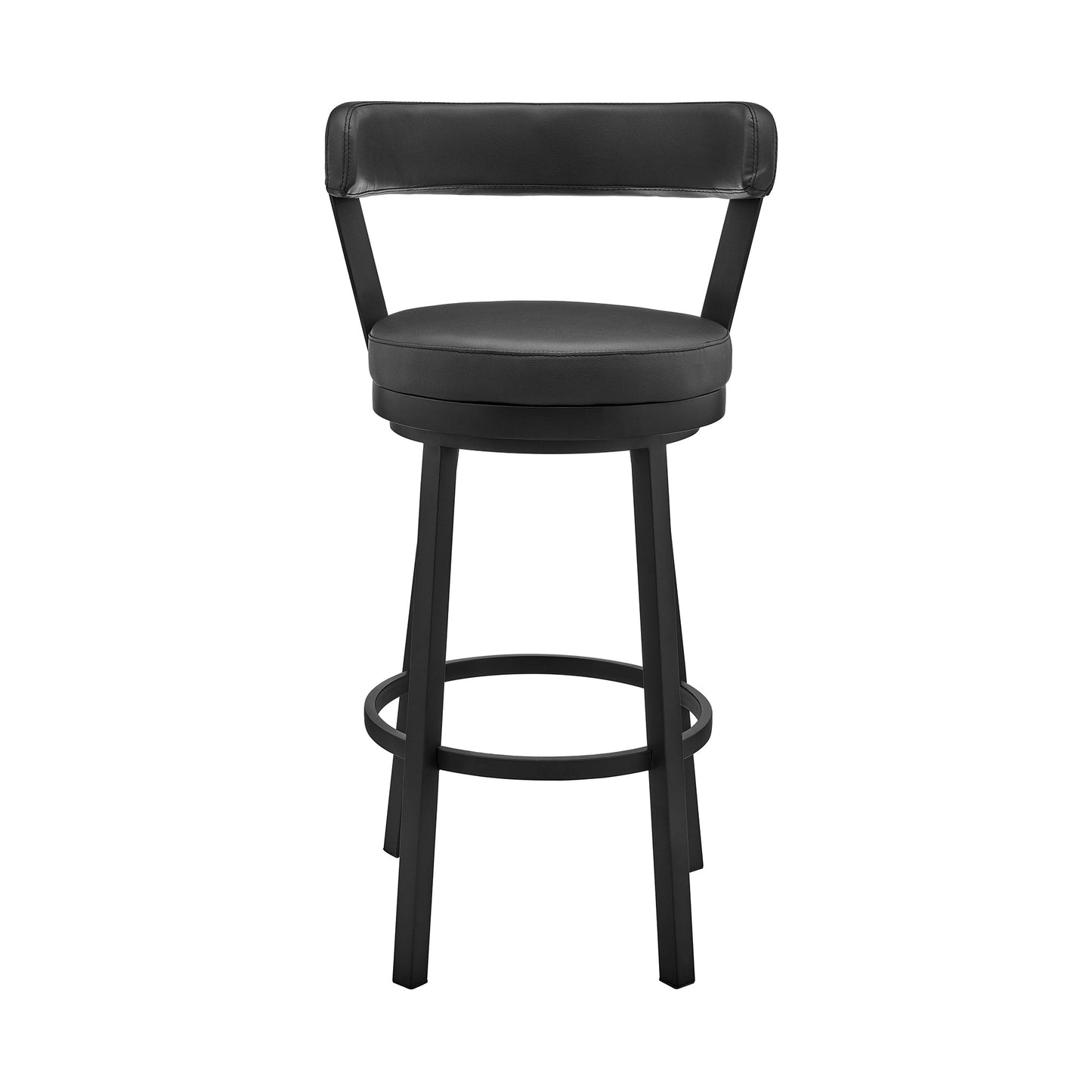 Bryant 26" Counter Height Swivel Bar Stool in Black Finish and Black Faux Leather