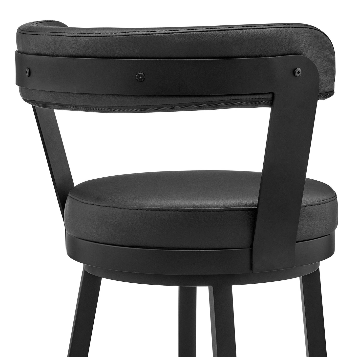 Bryant 26" Counter Height Swivel Bar Stool in Black Finish and Black Faux Leather