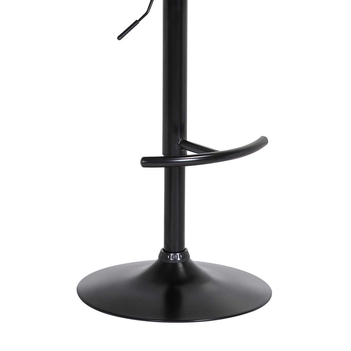 Calista Adjustable Bar Stool in Gray Faux Leather with Black Metal