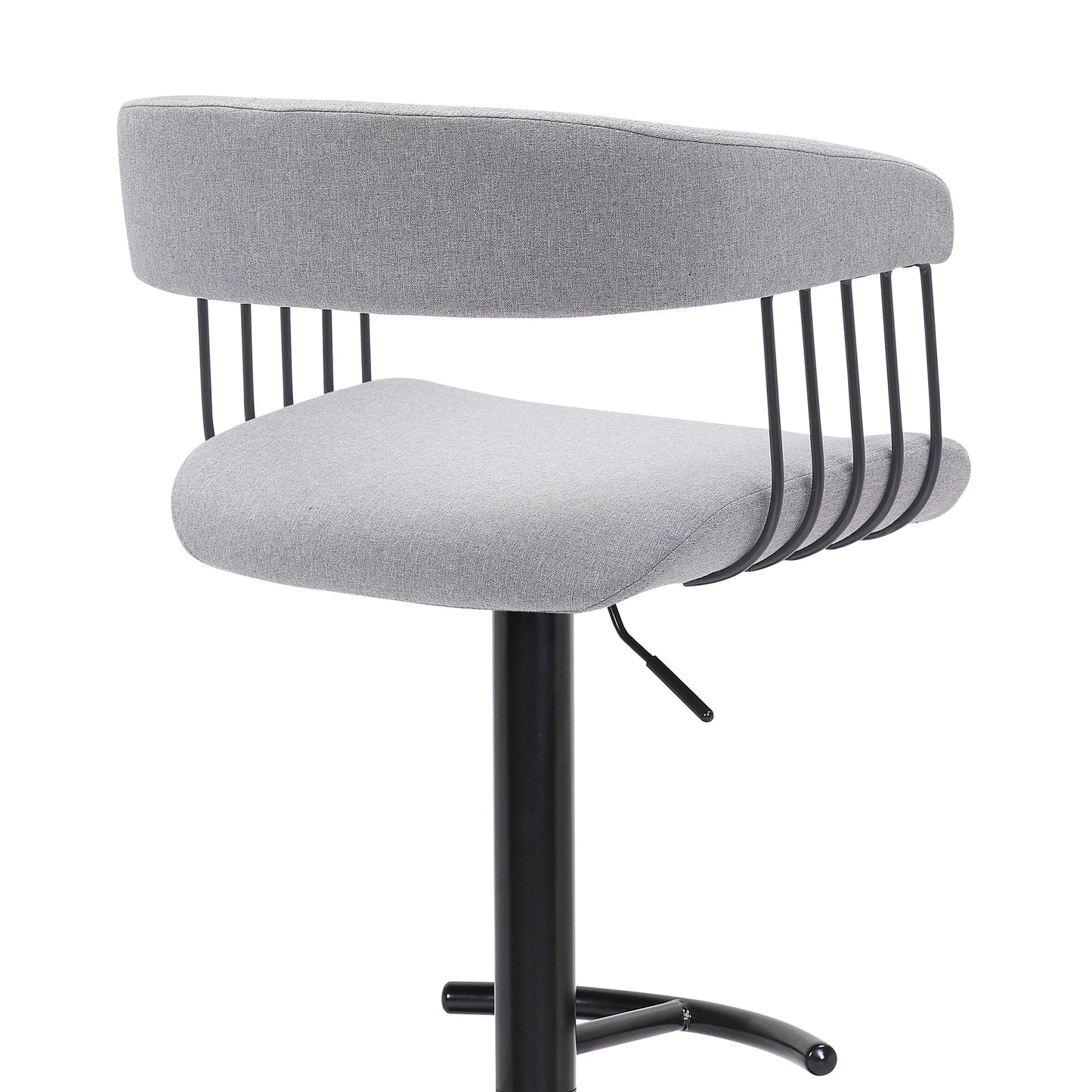 Calista Adjustable Bar Stool in Light Gray Fabric with Black Metal