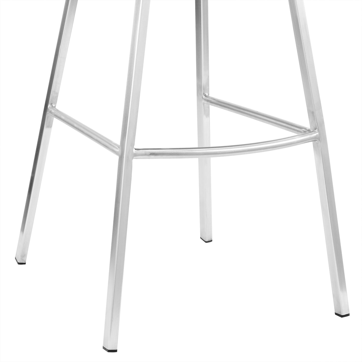 Carise White Faux Leather and Brushed Stainless Steel Swivel 26" Counter Stool